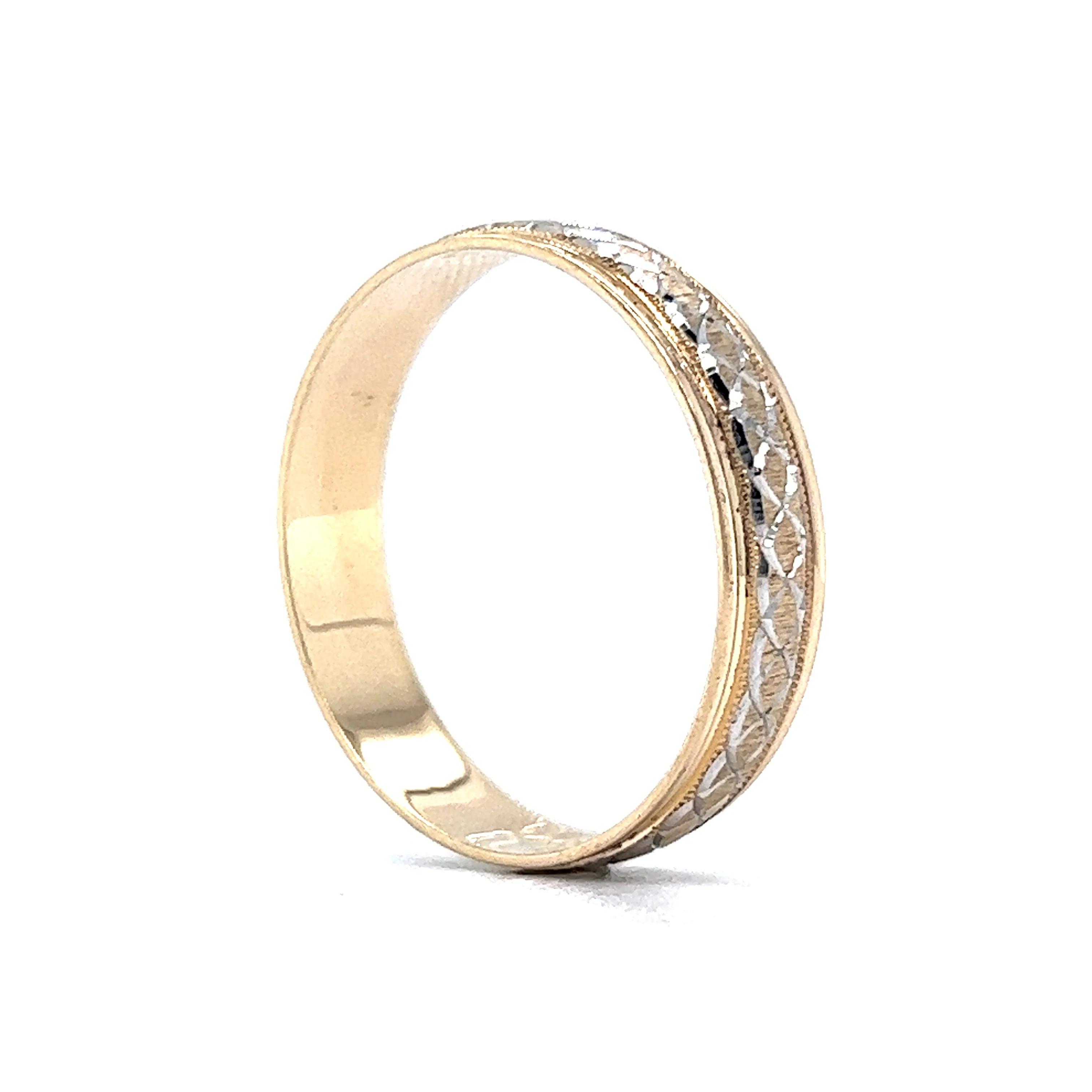 Vintage Mid-Century Men's Wedding Band in 14k Yellow & White Gold - Image 5