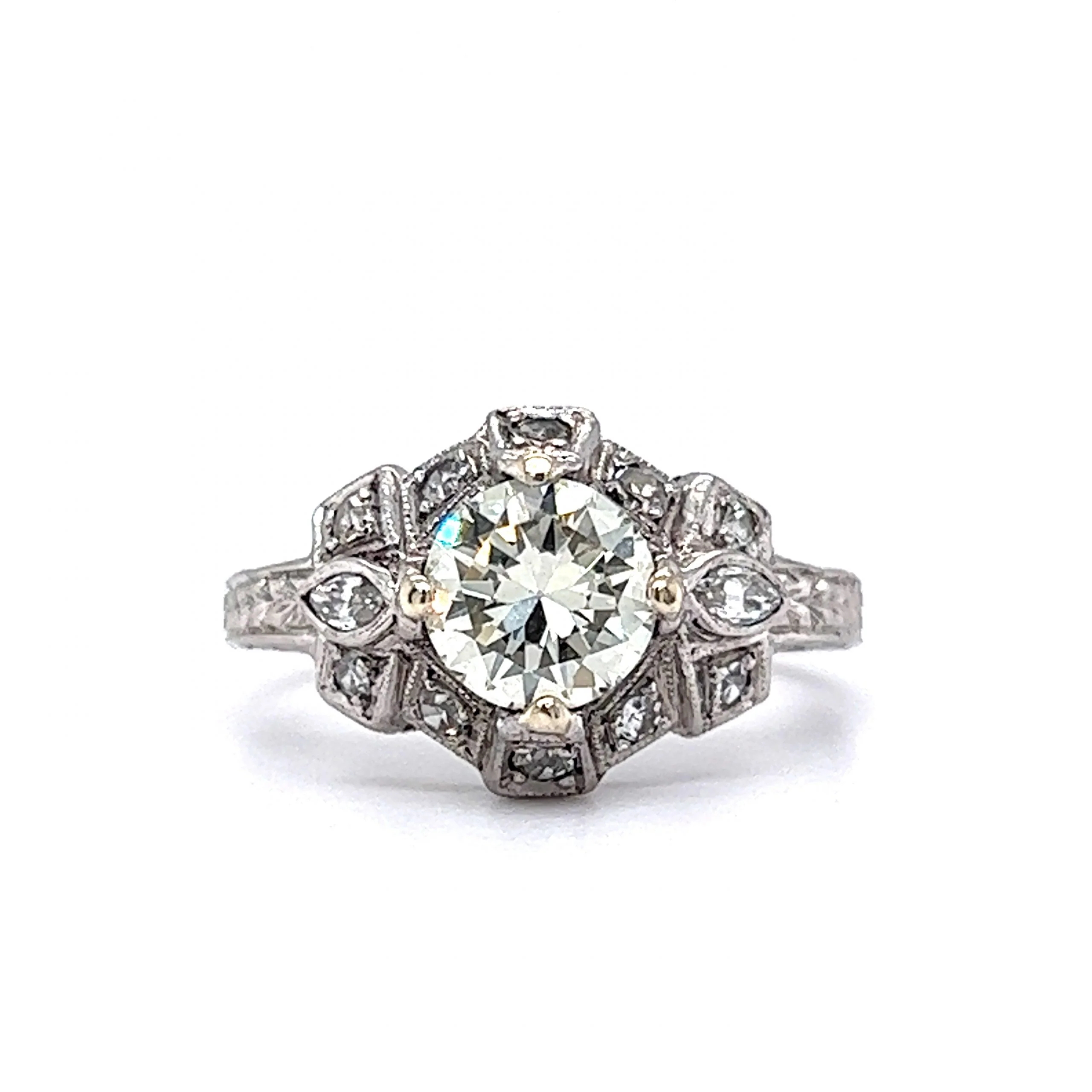 Unique Antique Art Deco Diamond Engagement Ring in Platinum