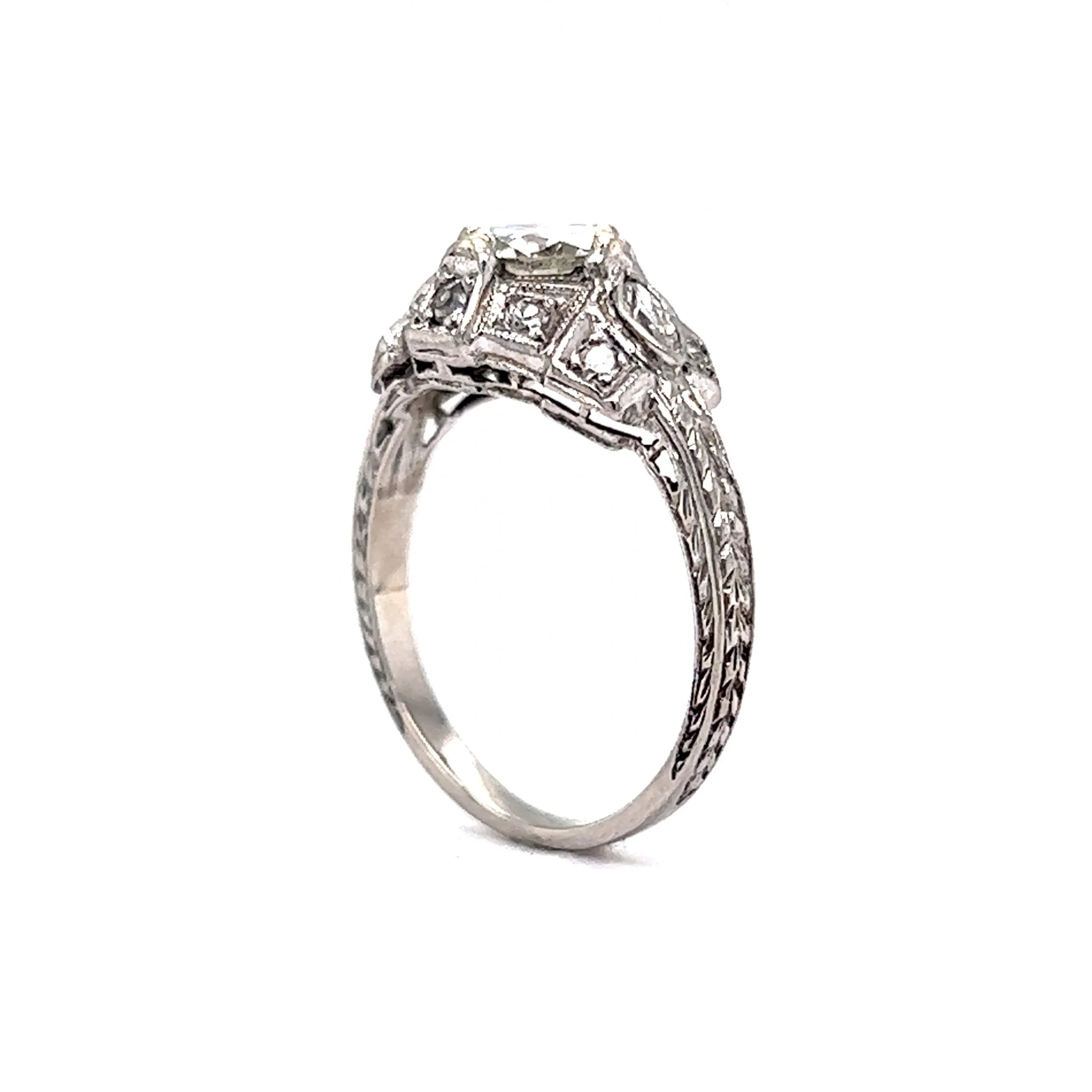 Unique Antique Art Deco Diamond Engagement Ring in Platinum - Image 5