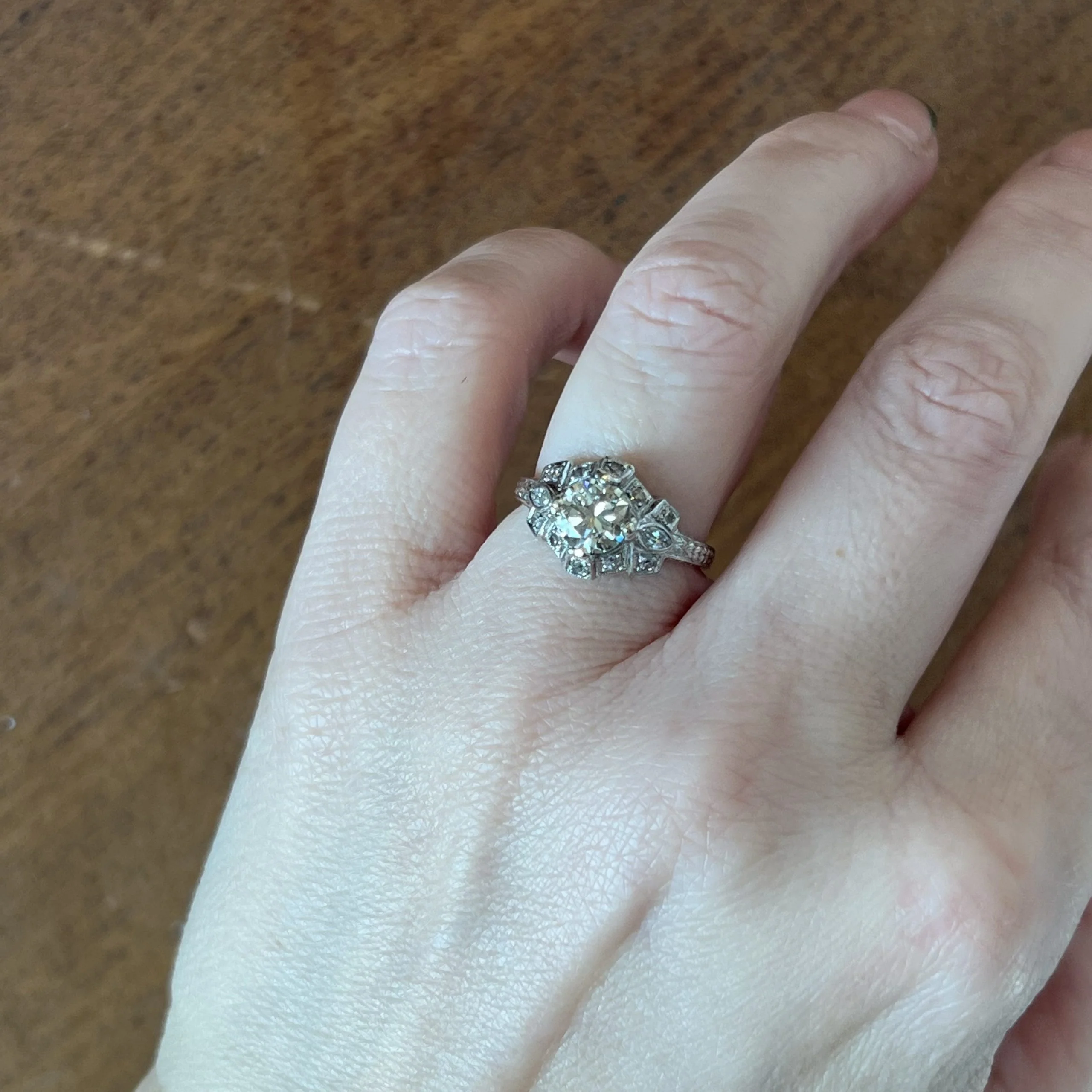 Unique Antique Art Deco Diamond Engagement Ring in Platinum - Image 6