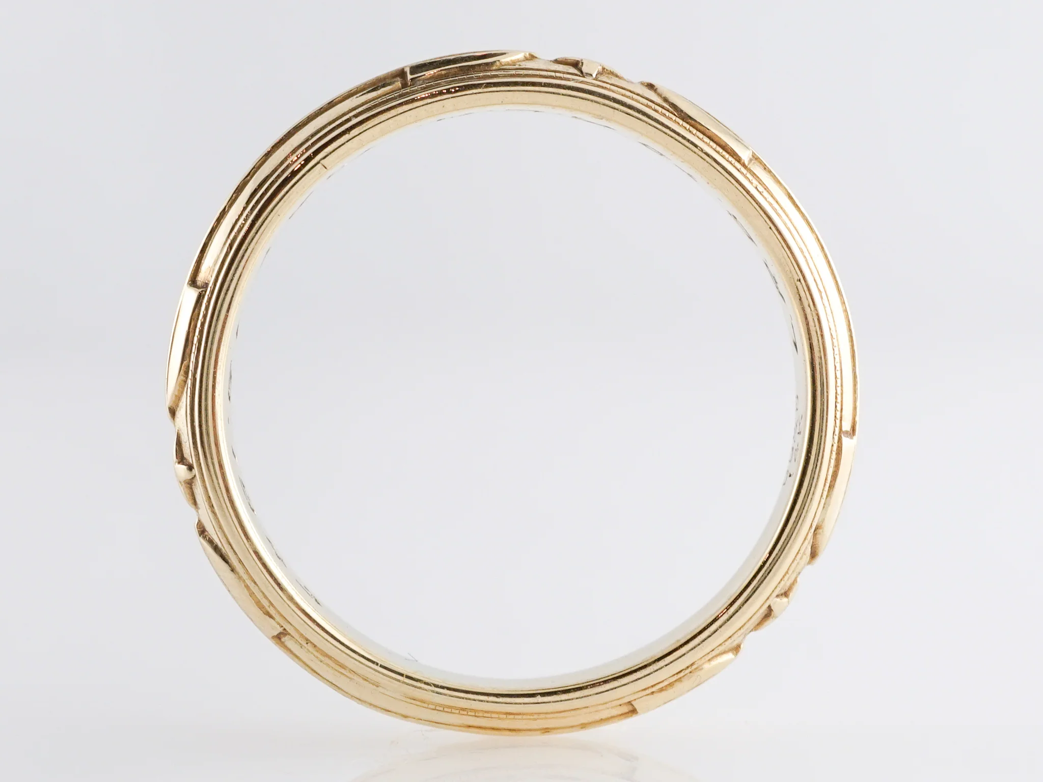 Unique Art Deco Engraved Wedding Band in 14k Yellow Gold - Image 2