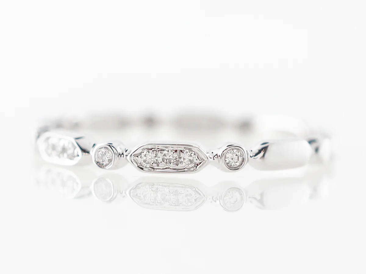 Unique Diamond Band w/ Diamonds in White Gold - Image 2