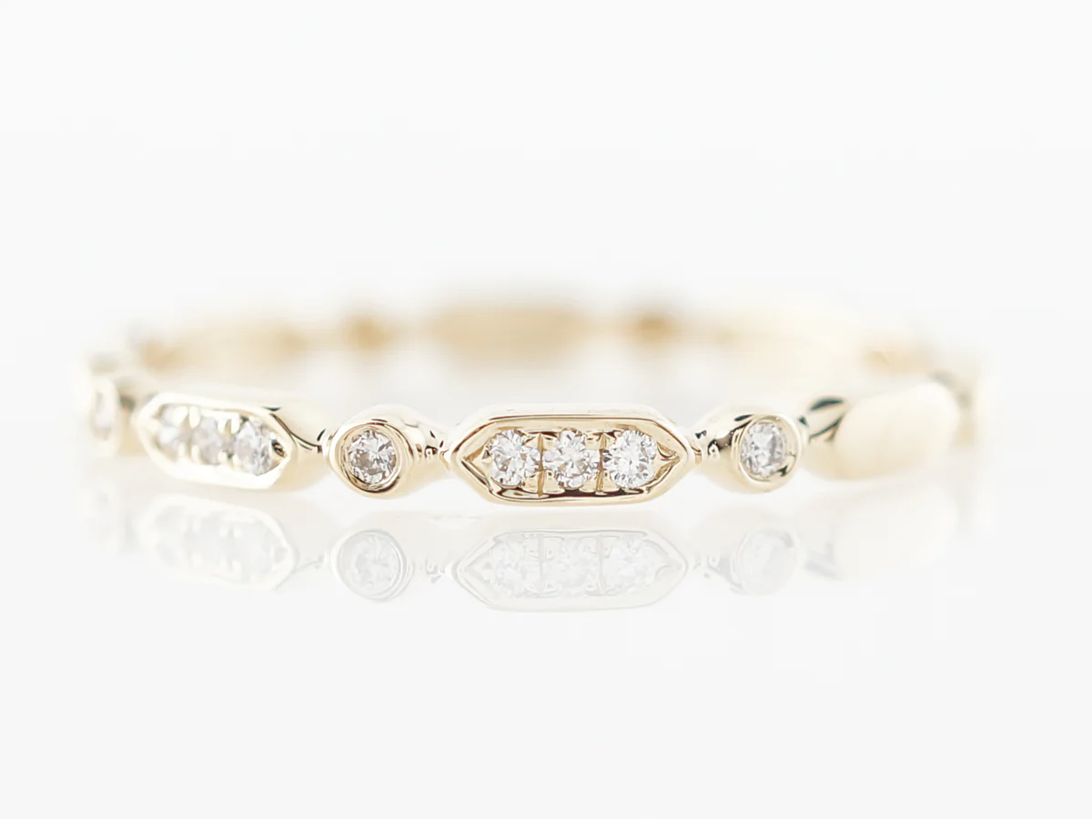 Unique Diamond Wedding Band in Yellow Gold - Image 2
