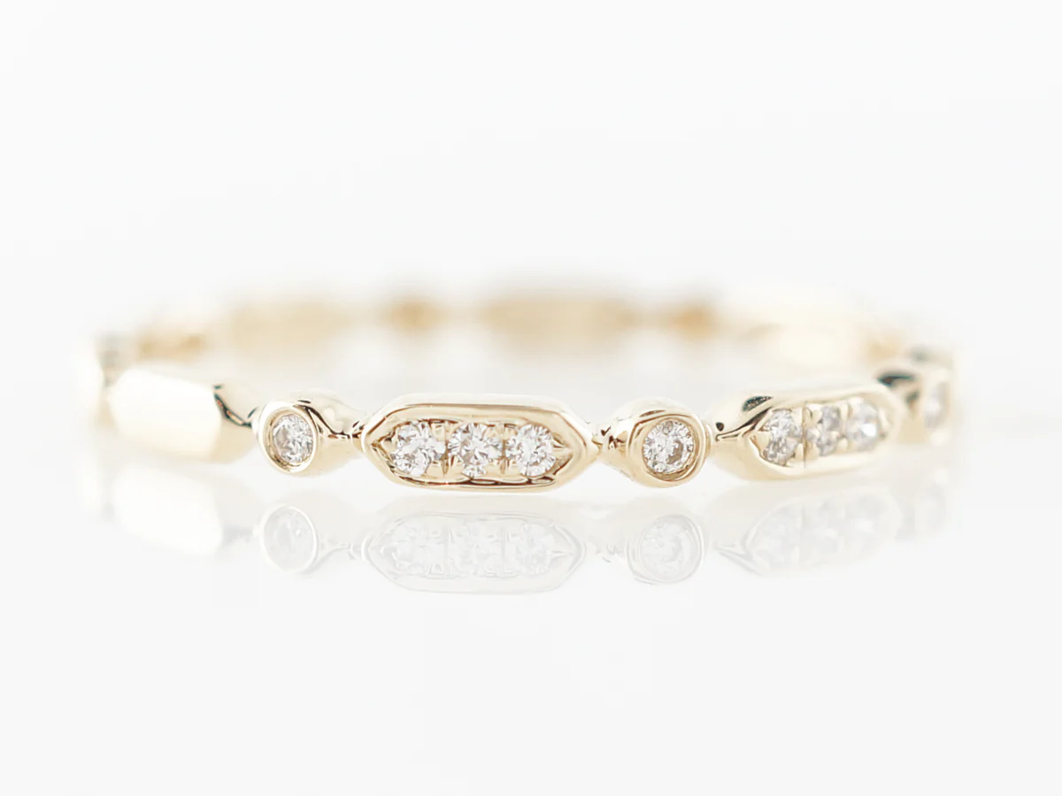 Unique Diamond Wedding Band in Yellow Gold - Image 3