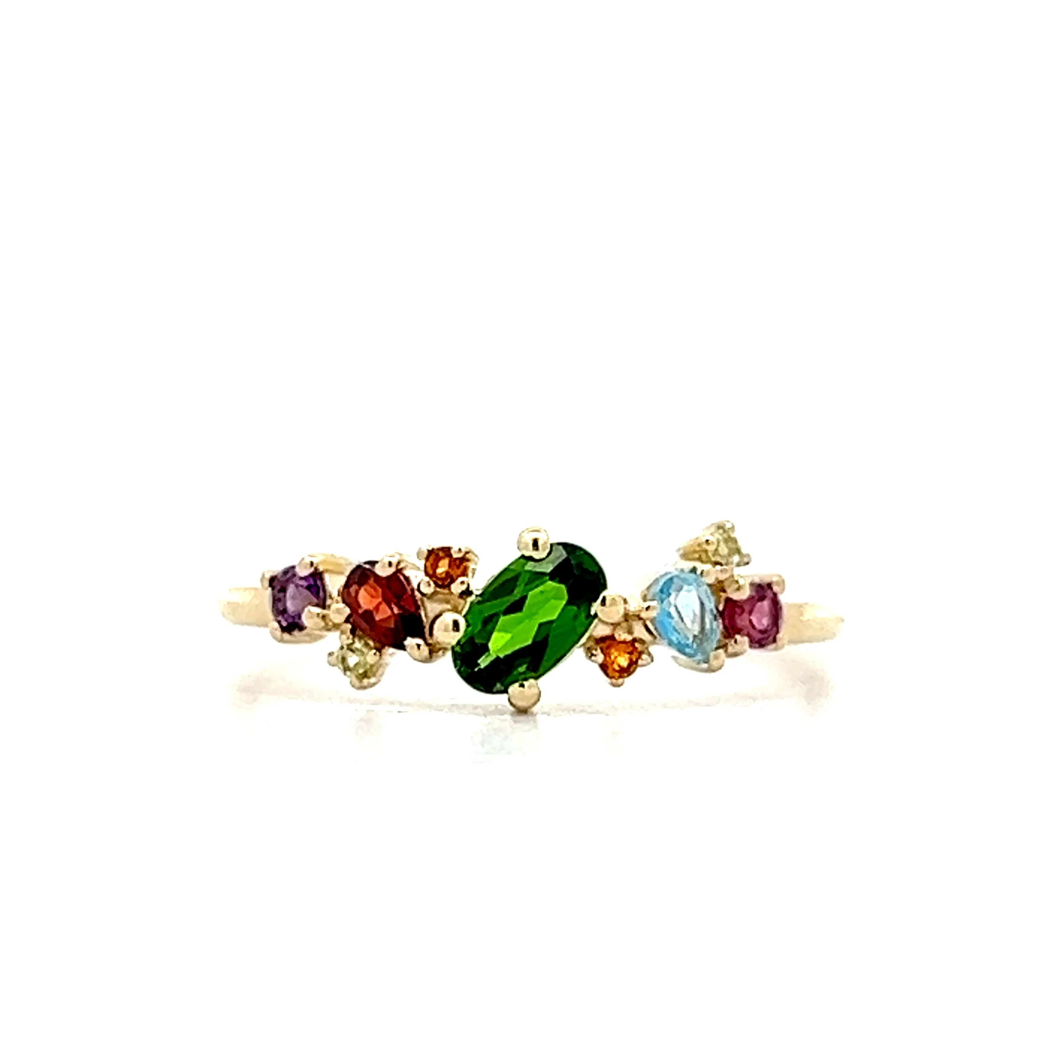 Unique Multi-Gemstone Stacking Ring in 14k Yellow Gold