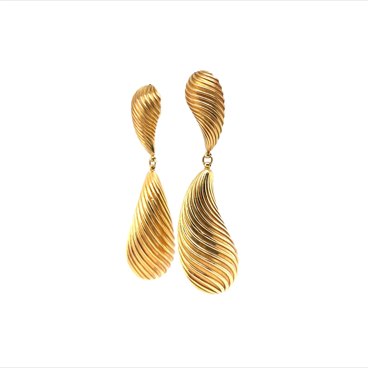 Unique Teardrop Dangle Earrings in 18K Yellow Gold - Image 2