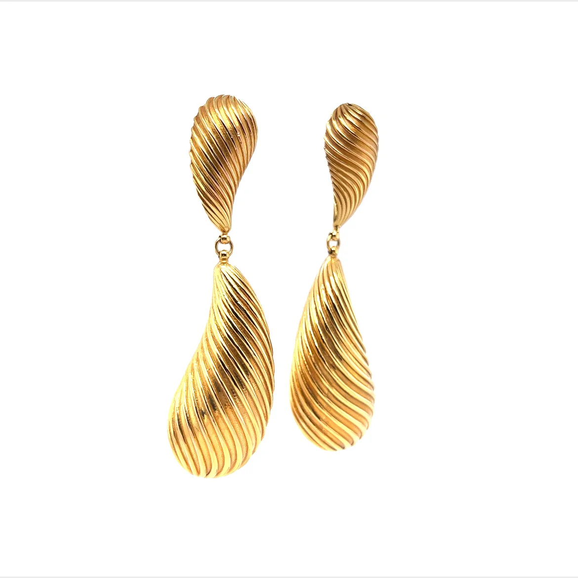 Unique Teardrop Dangle Earrings in 18K Yellow Gold - Image 3