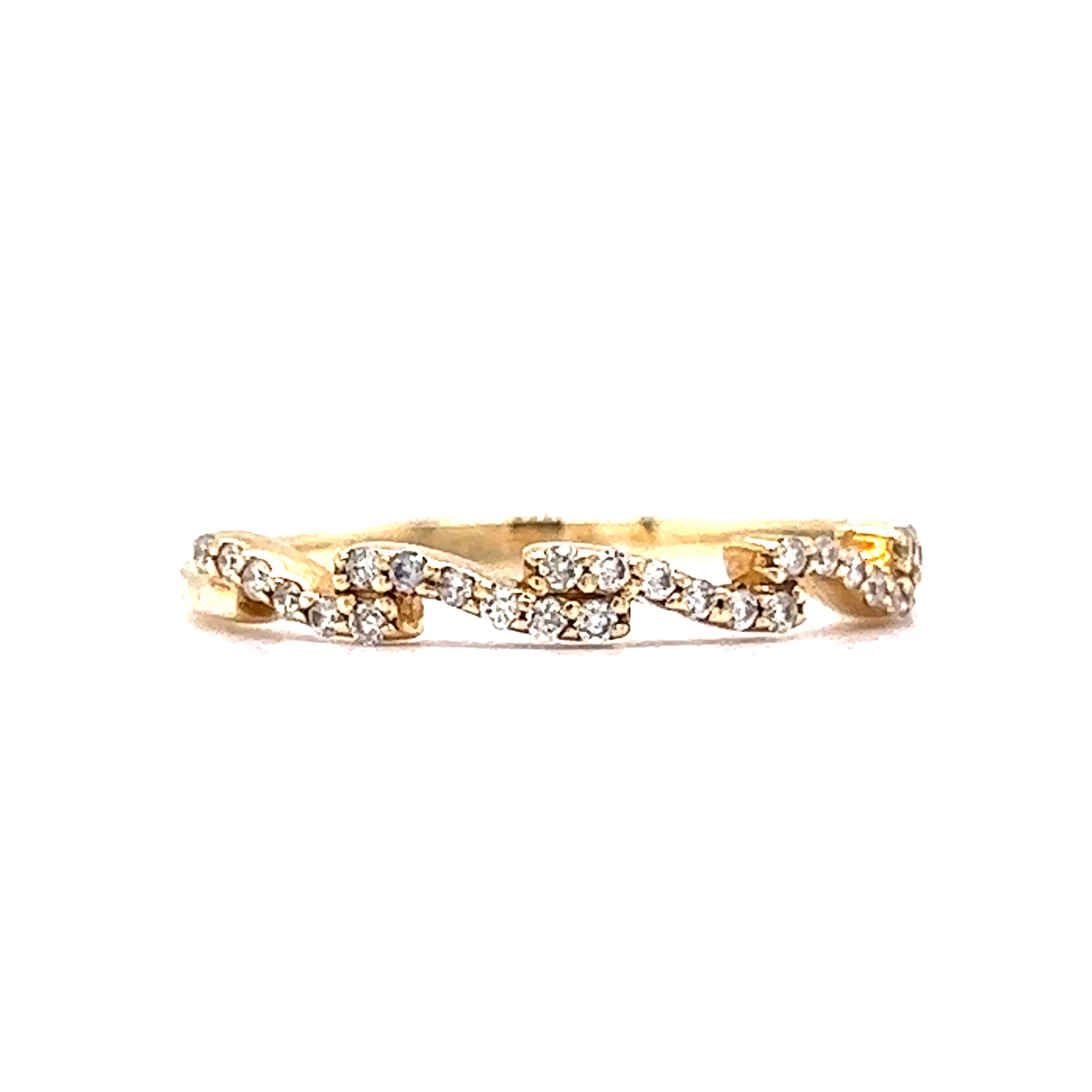 Unique Wedding Band w/ Diamonds in 14K Yellow Gold - Image 3