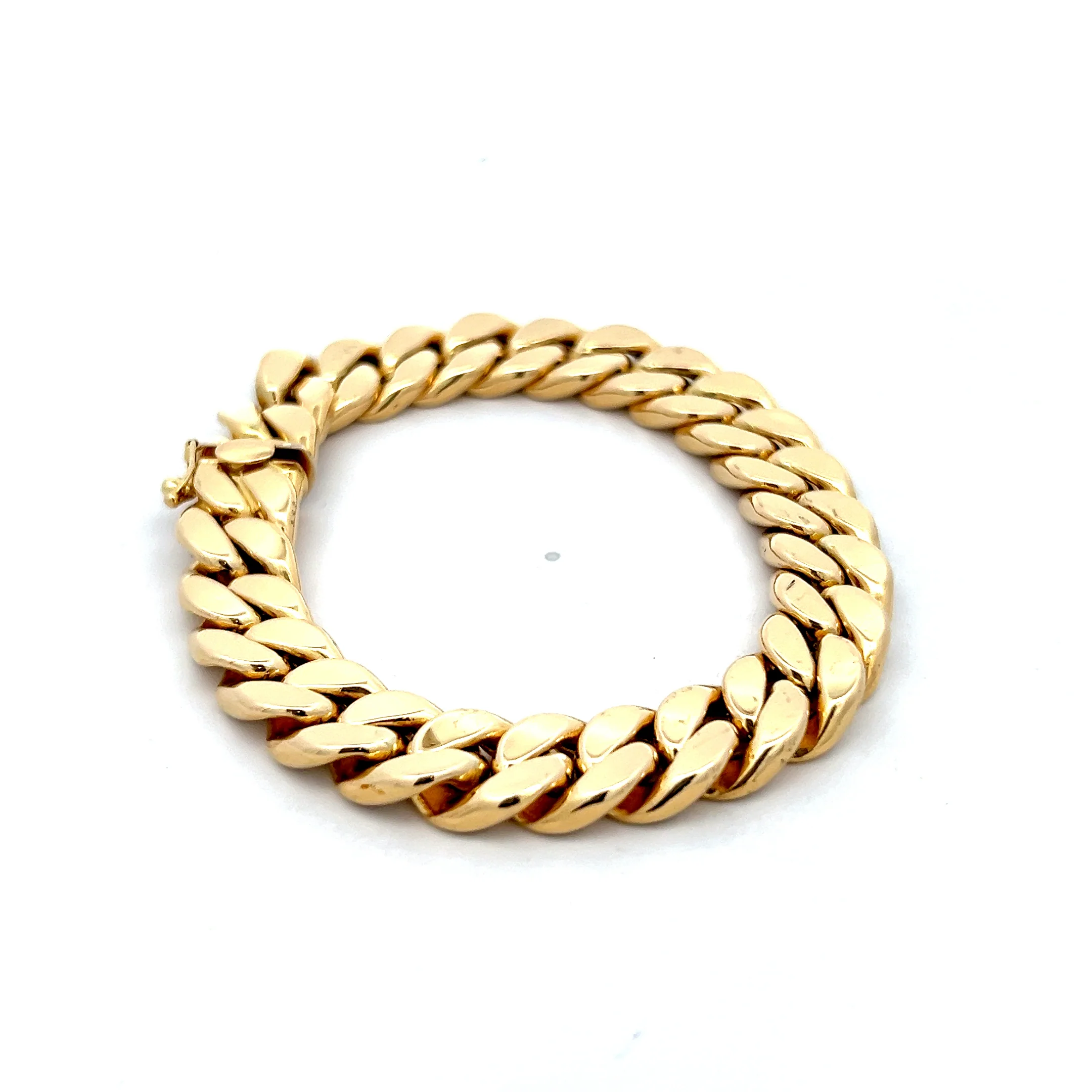 Unisex Flat Curb Link Bracelet in 18k Yellow Gold - Image 3