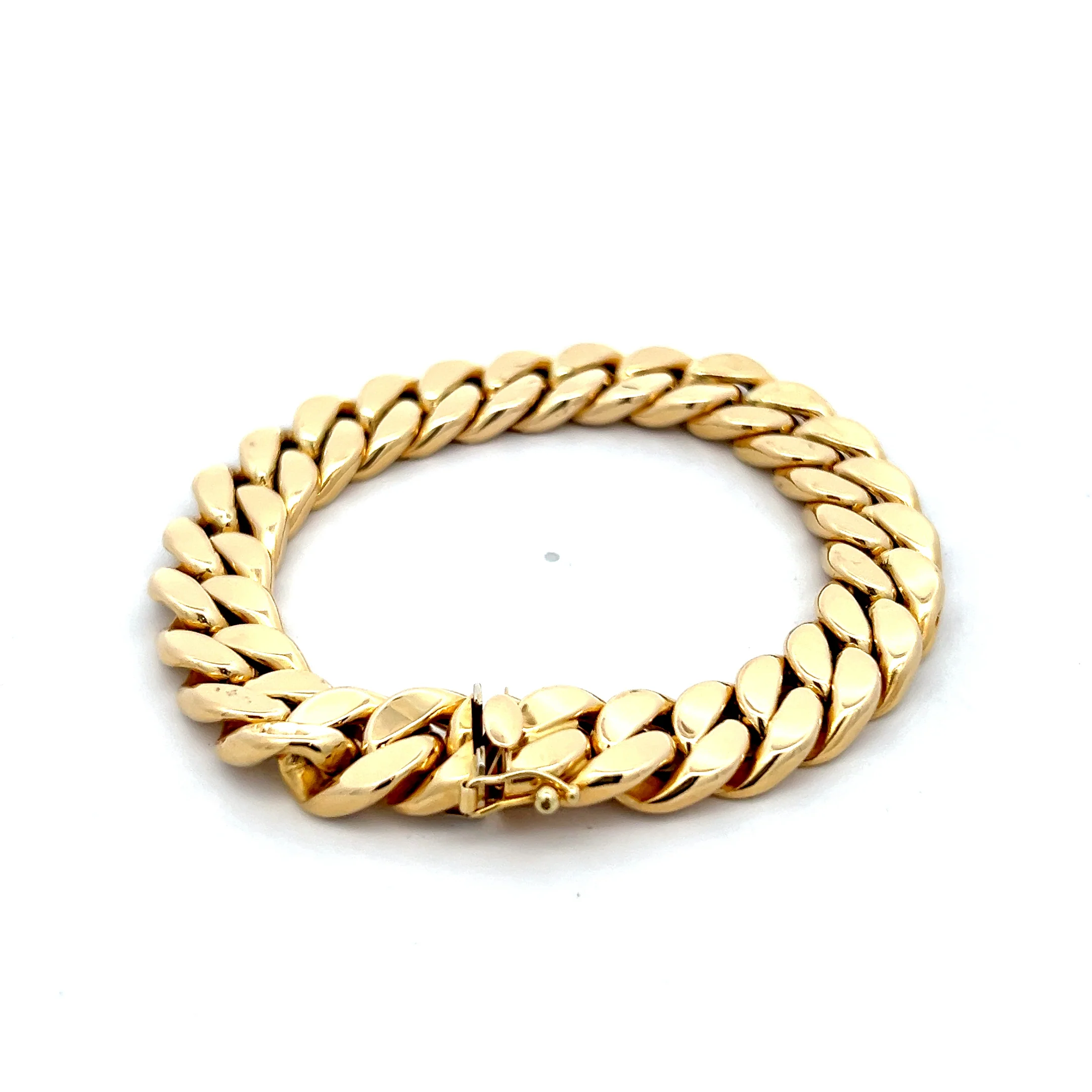 Unisex Flat Curb Link Bracelet in 18k Yellow Gold - Image 4