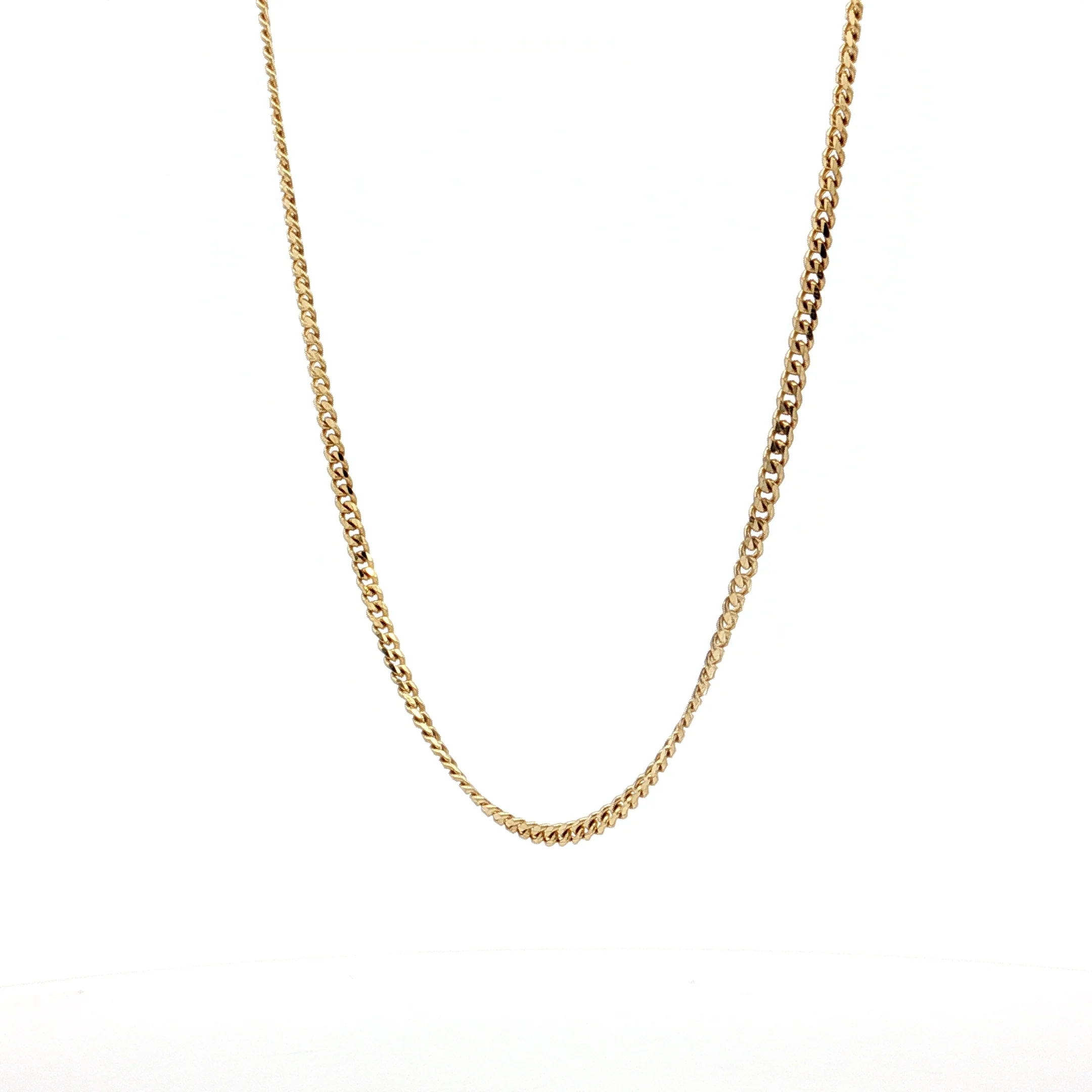 Unisex Flat Curb Link Chain Necklace 10k Yellow Gold - Image 2