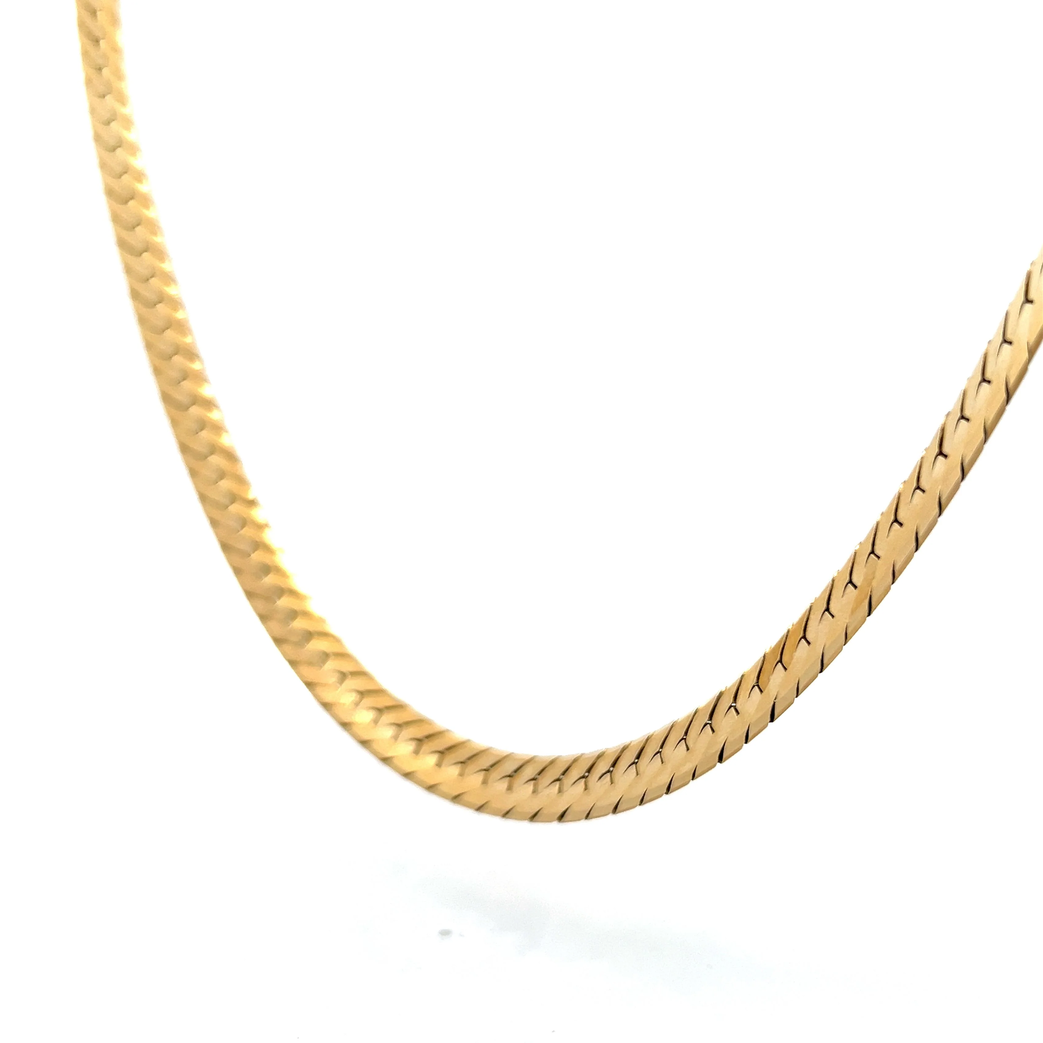Unisex Herringbone Chain Necklace in 14k Yellow Gold - Image 2