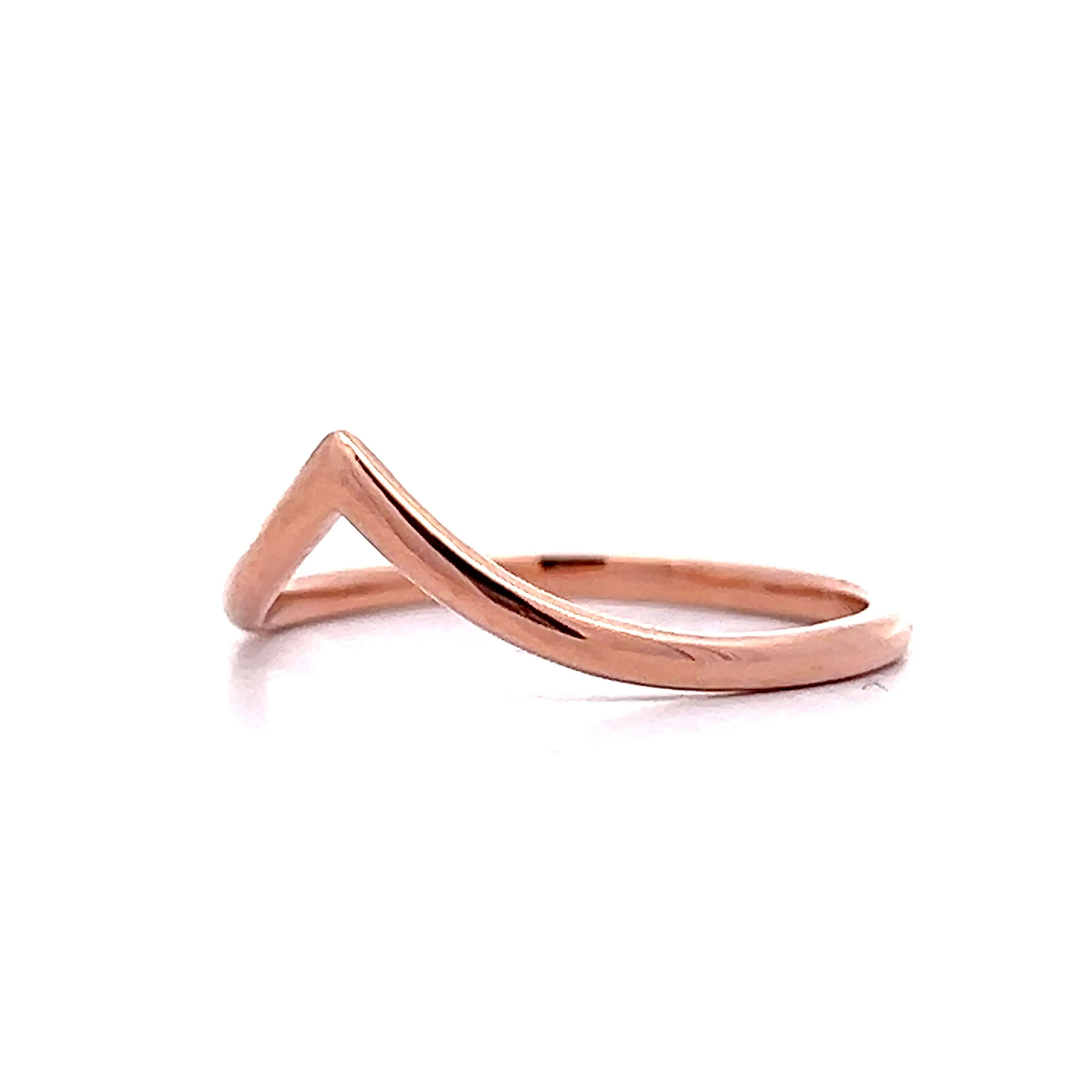 V Shaped Contour Wedding Band in 14k Rose Gold - Image 2
