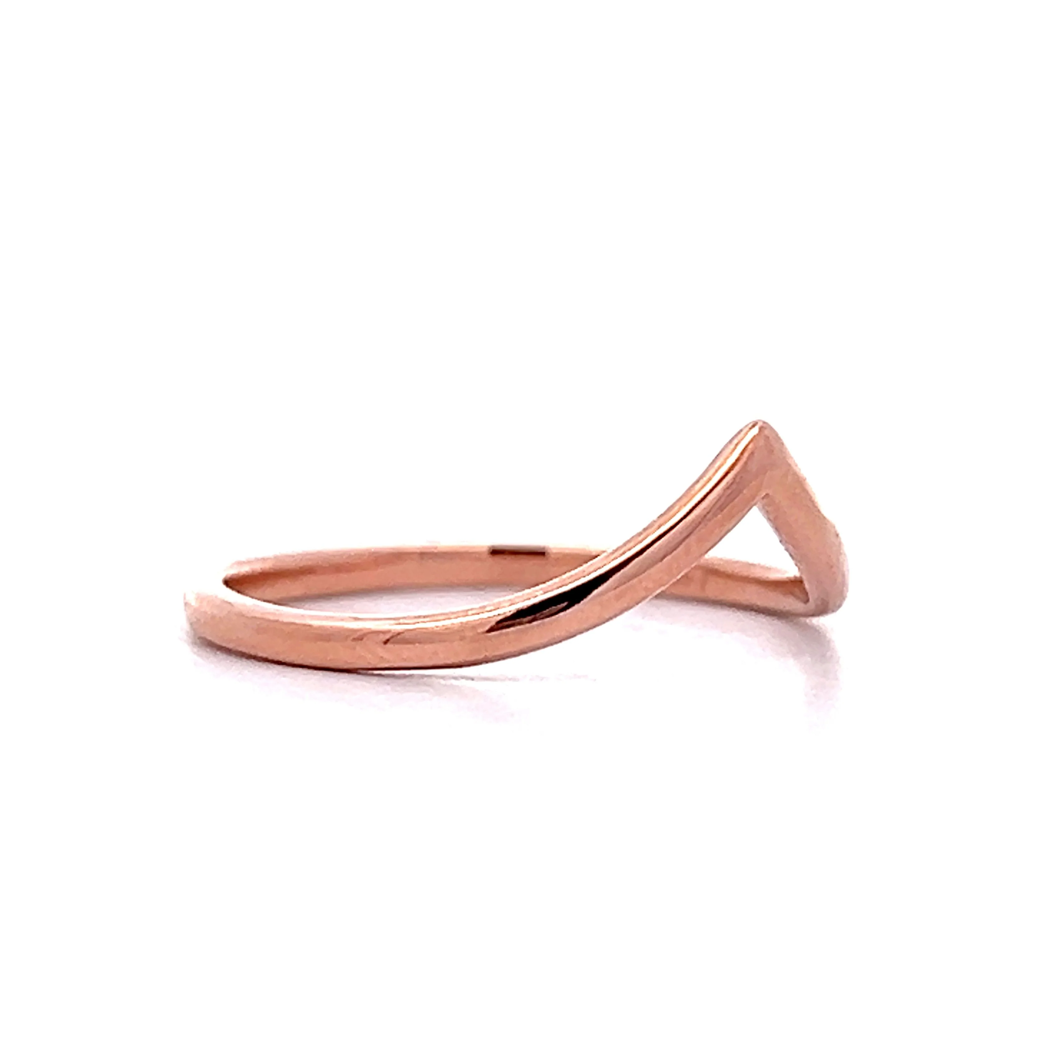 V Shaped Contour Wedding Band in 14k Rose Gold - Image 3