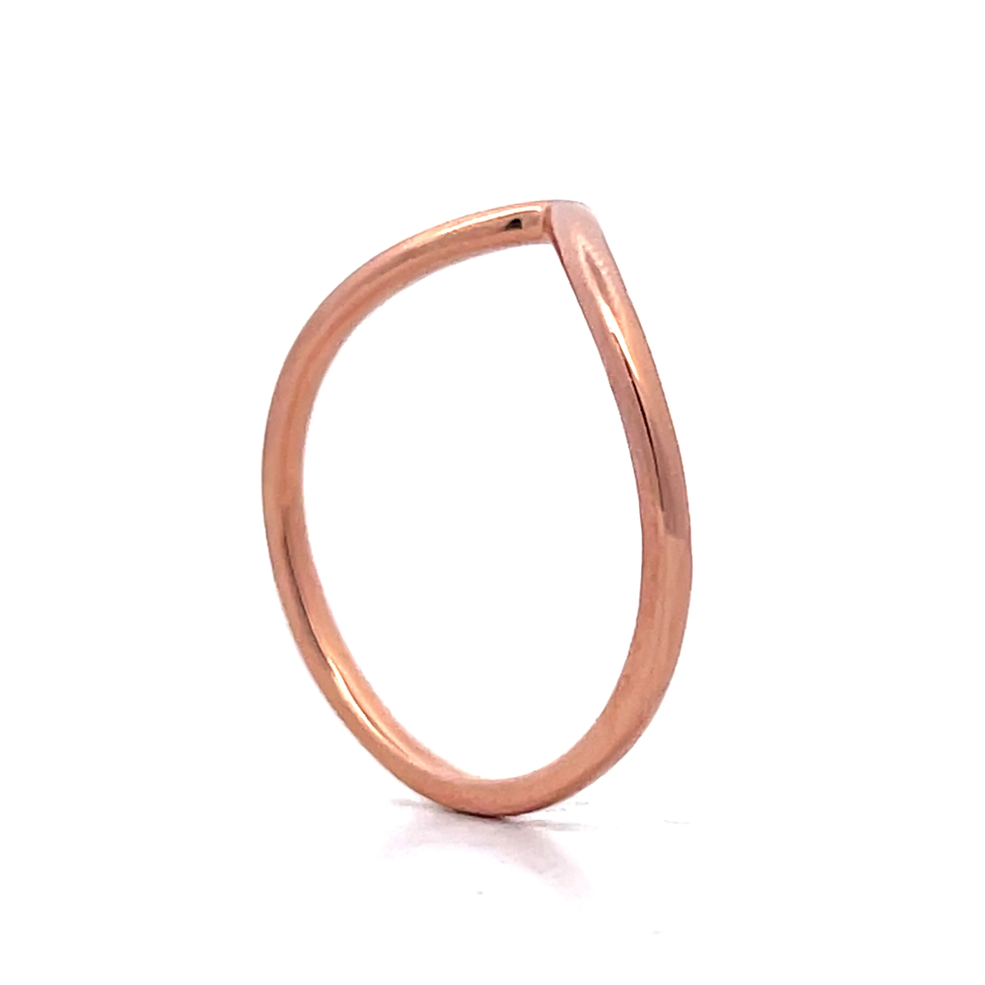 V Shaped Contour Wedding Band in 14k Rose Gold - Image 5