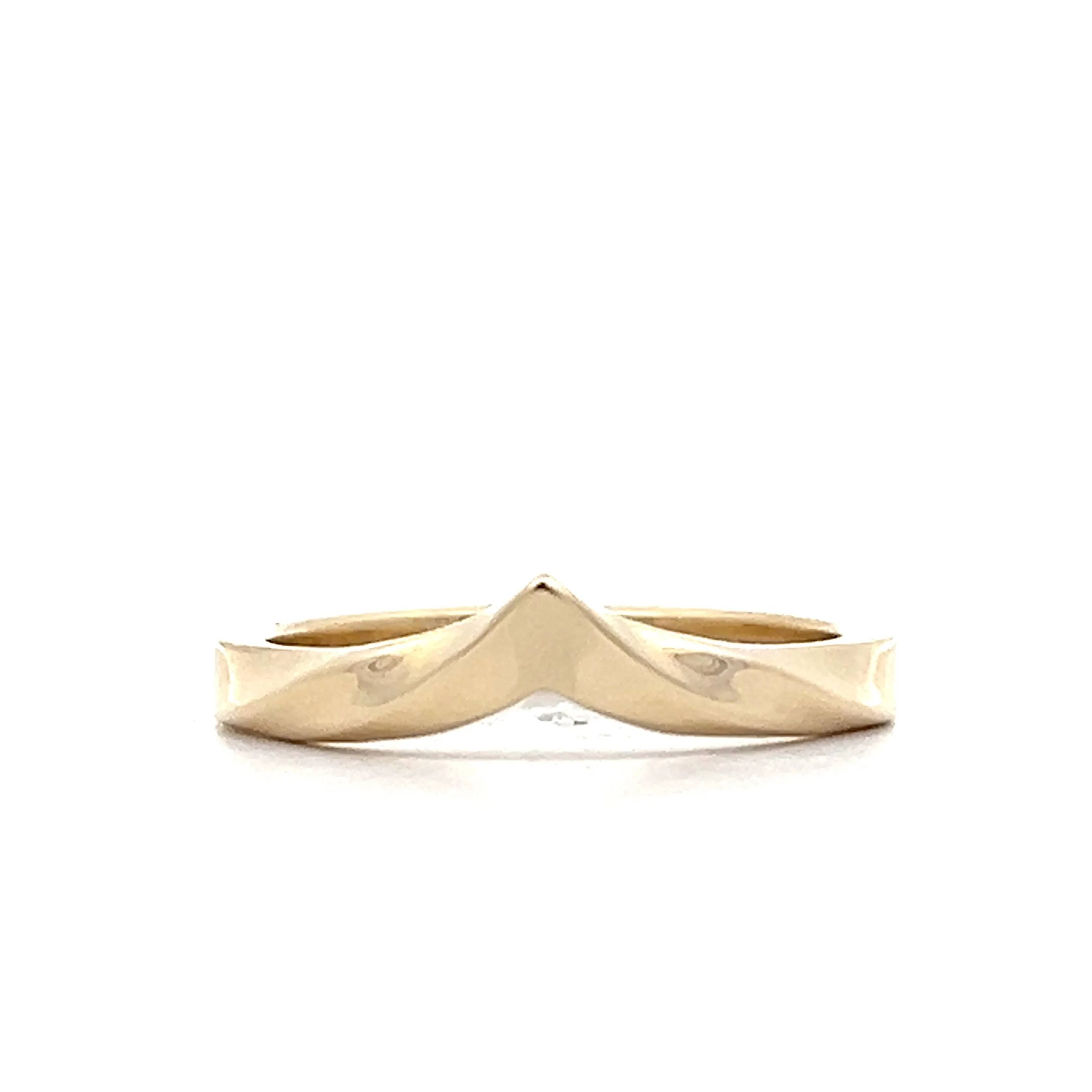 V Shaped Contour Wedding Band in 14k Yellow Gold