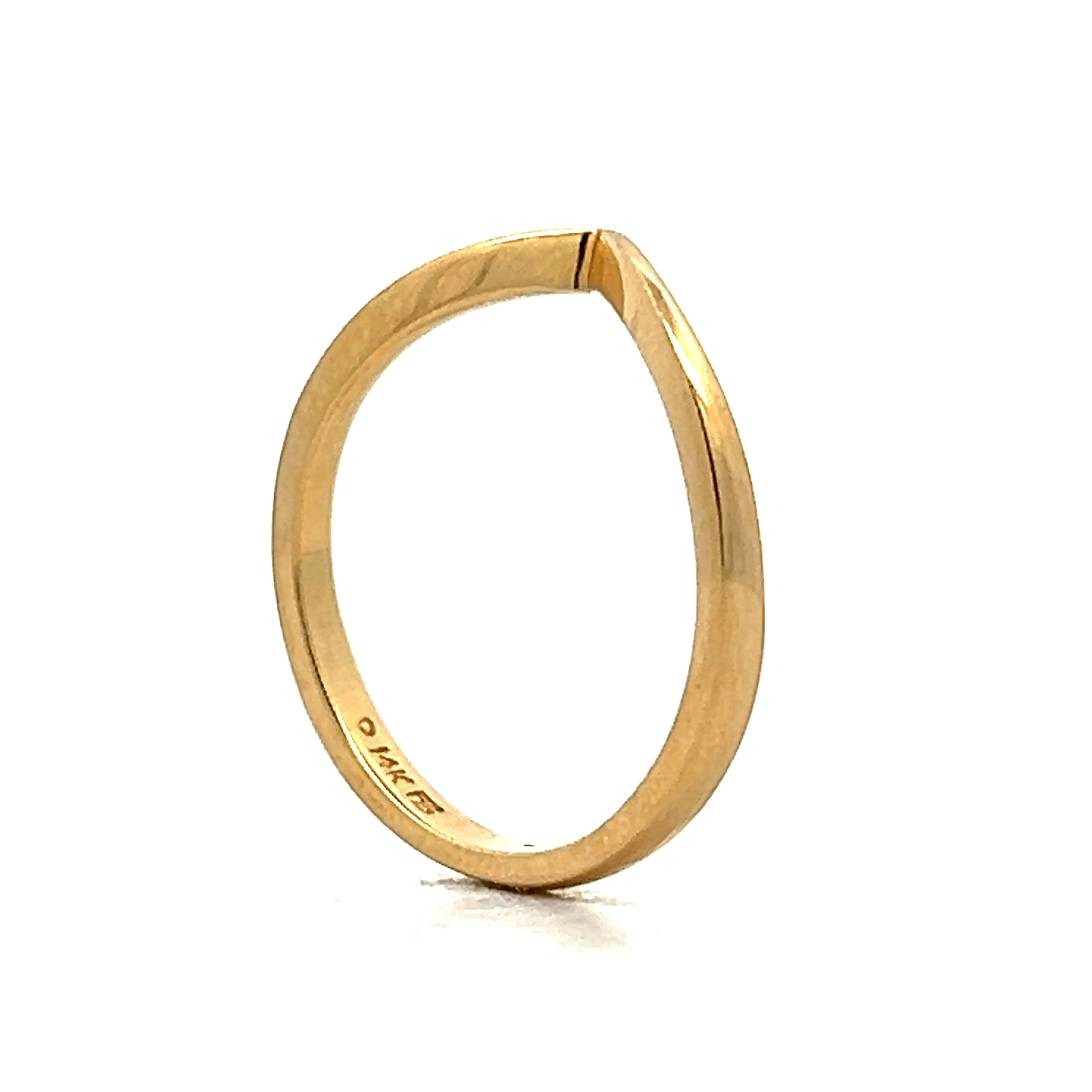 V Shaped Contour Wedding Band in 14k Yellow Gold - Image 4
