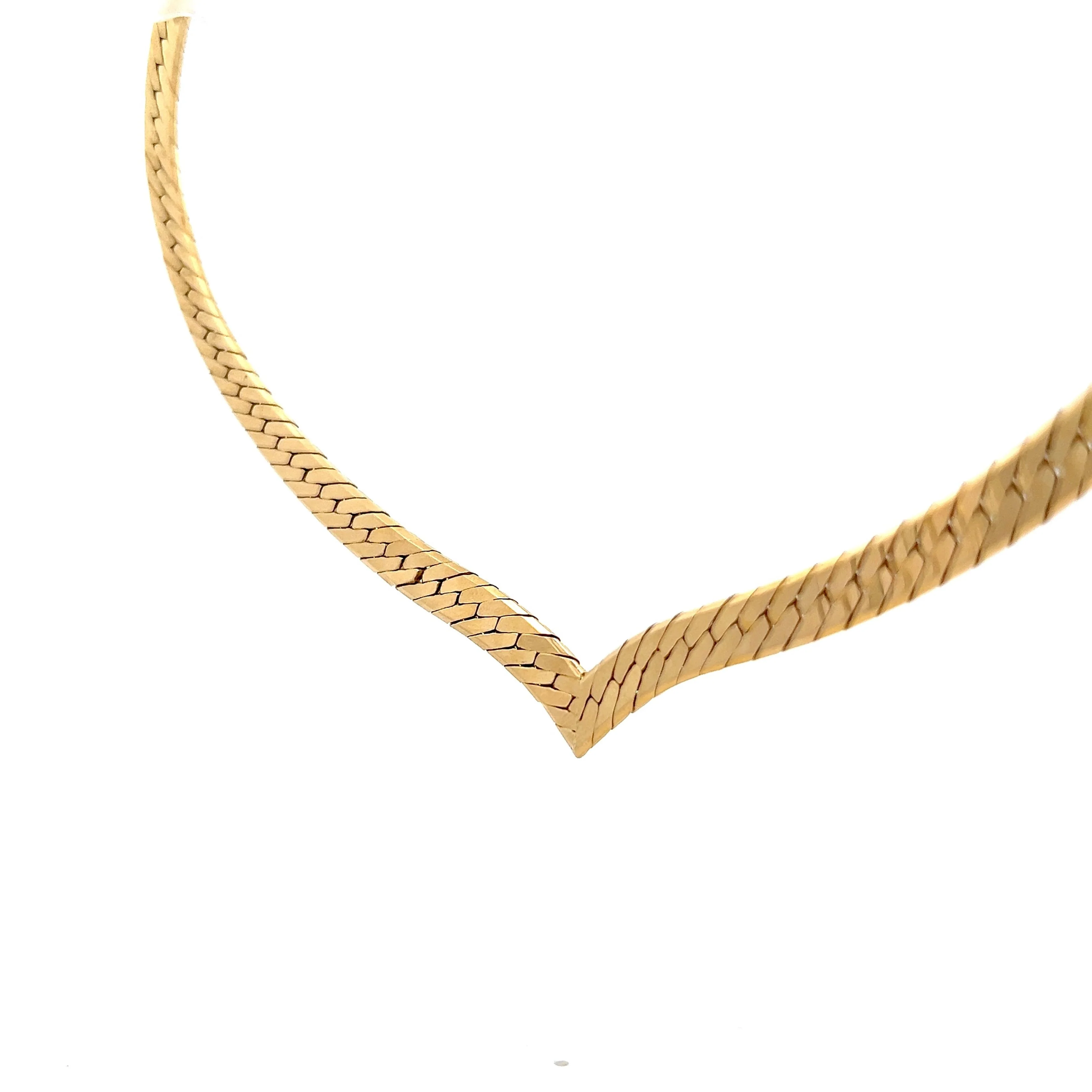 V Shaped Herringbone Chain in 14k Yellow Gold - Image 2