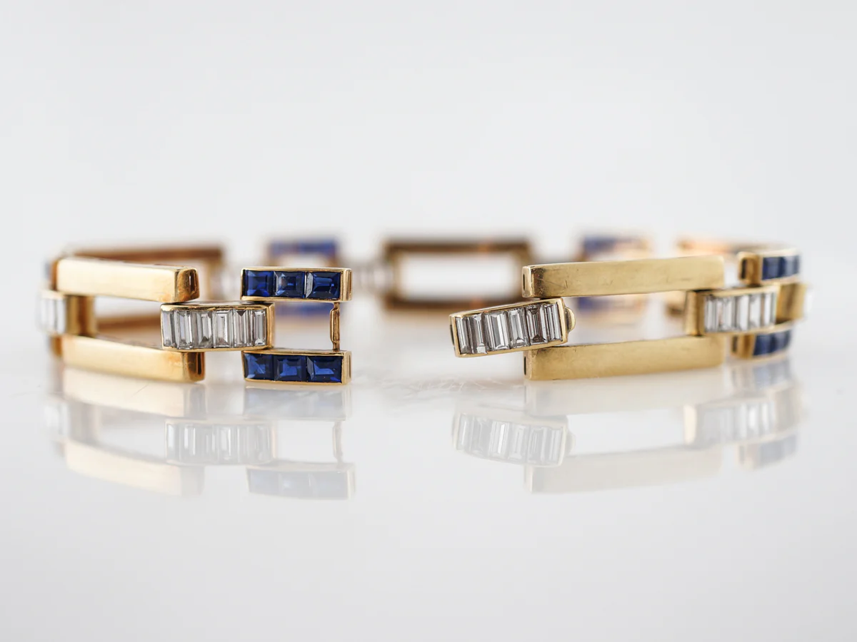**RTV 1/9/19**Van Cleef & Arpels Vintage Bracelet Retro 3.60 Baguette Cut Diamonds in 18k Yellow Gold - Image 2