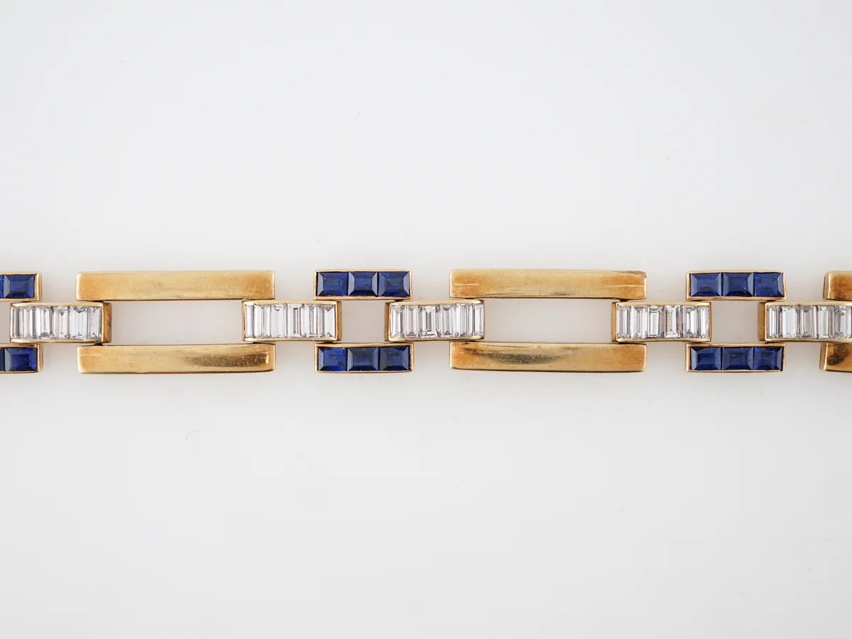 **RTV 1/9/19**Van Cleef & Arpels Vintage Bracelet Retro 3.60 Baguette Cut Diamonds in 18k Yellow Gold - Image 3