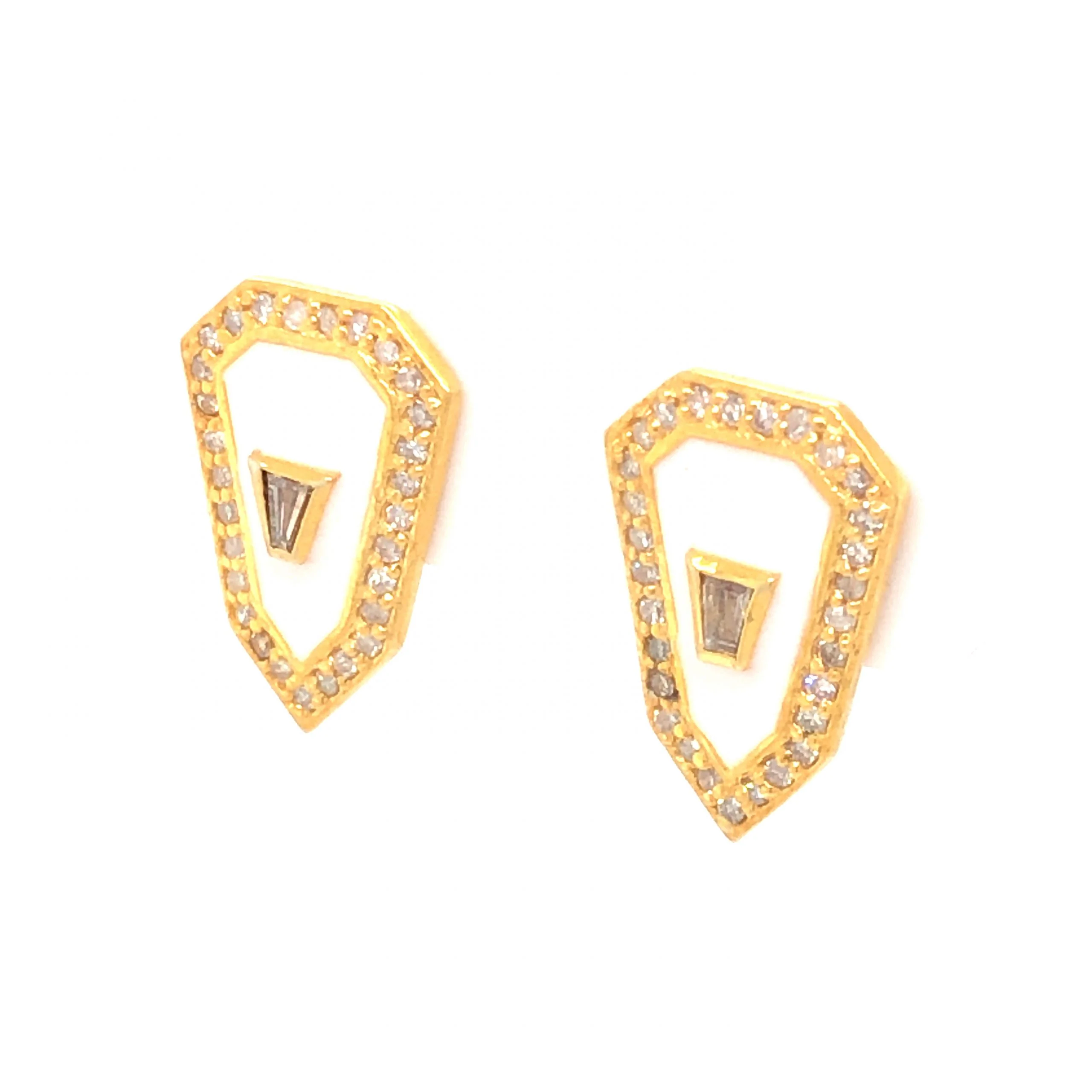 Vermeil Diamond & Enamel Stud Earrings in 14k Gold - Image 2