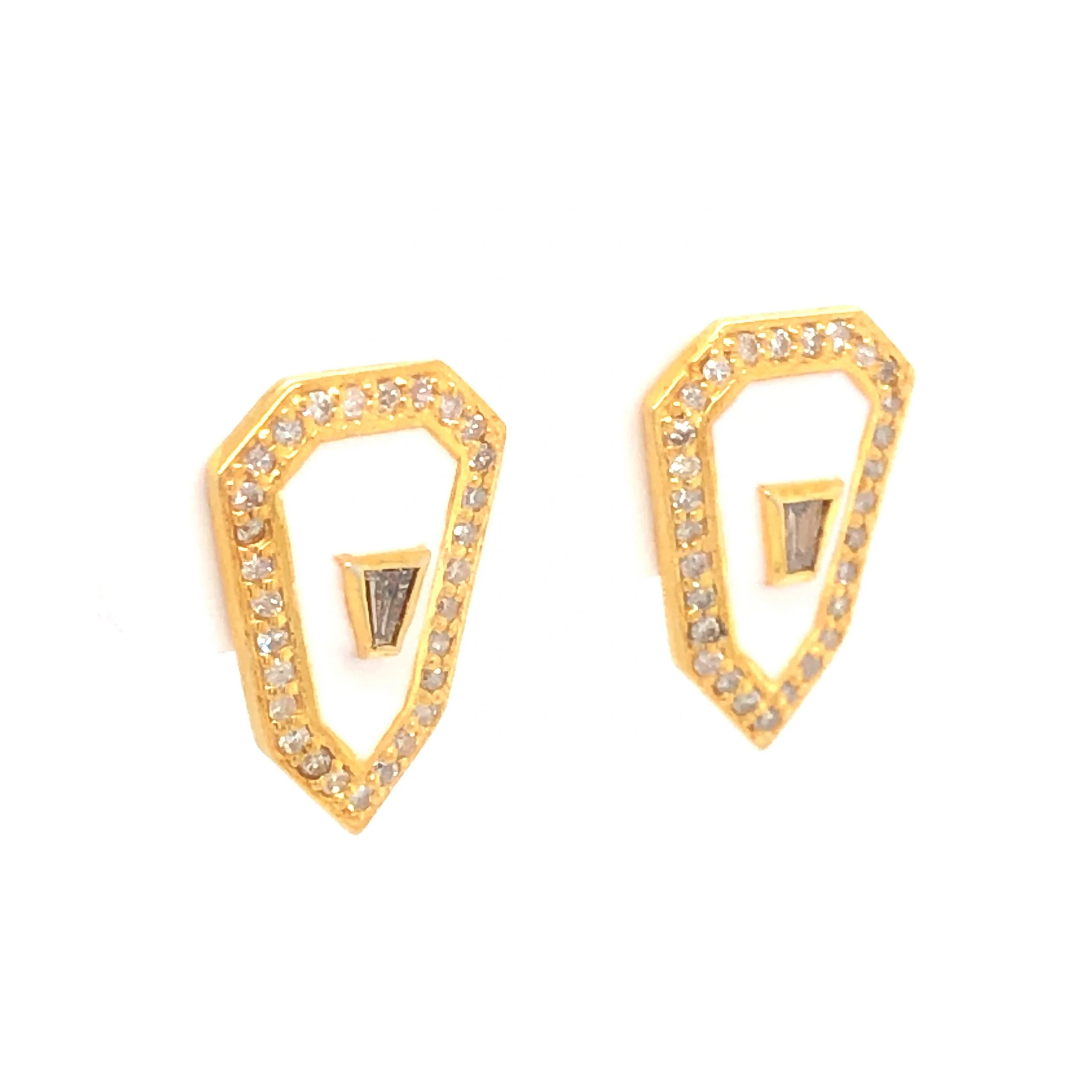 Vermeil Diamond & Enamel Stud Earrings in 14k Gold - Image 3