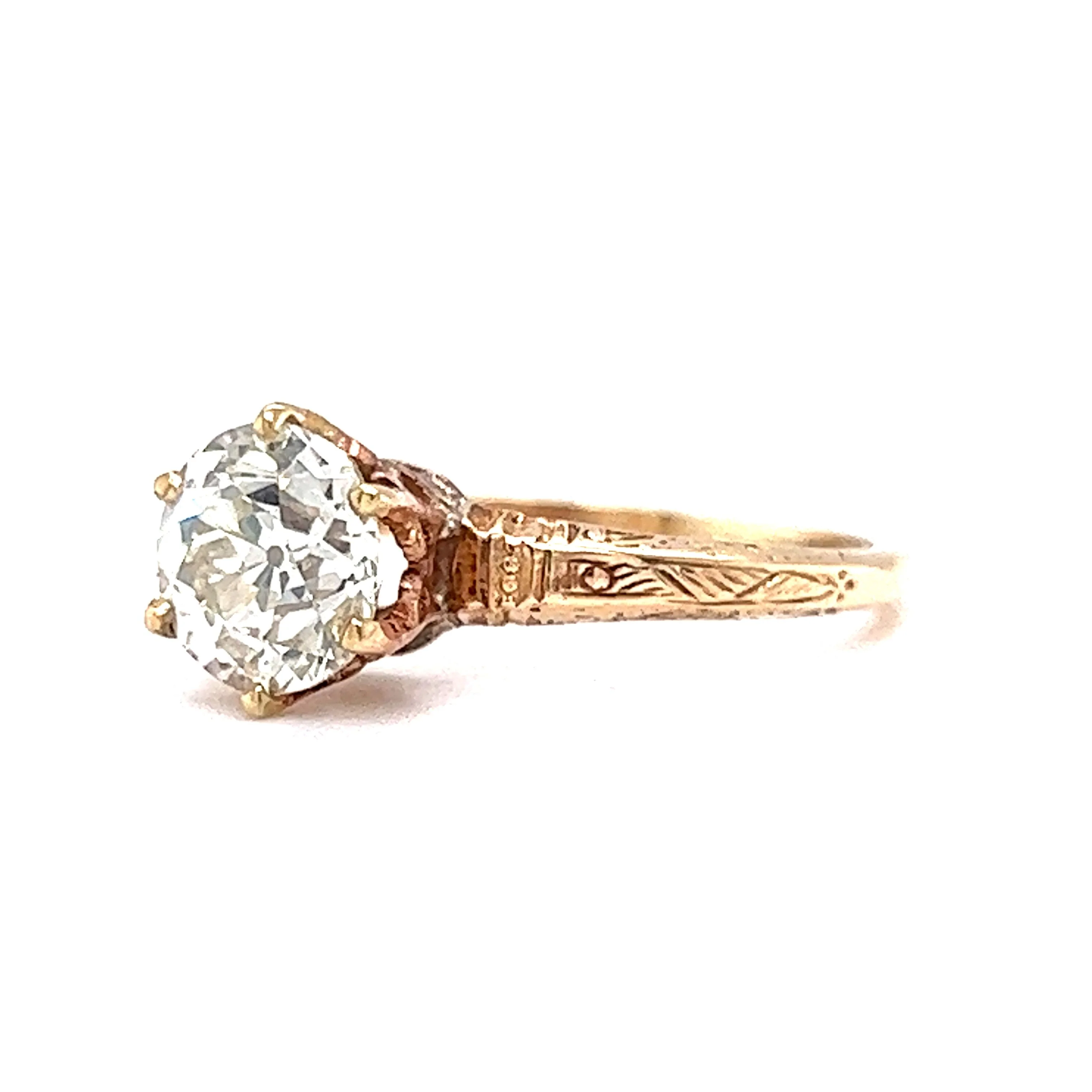 Victorian 1.38 Diamond Engagement Ring in 10k Rose Gold - Image 2