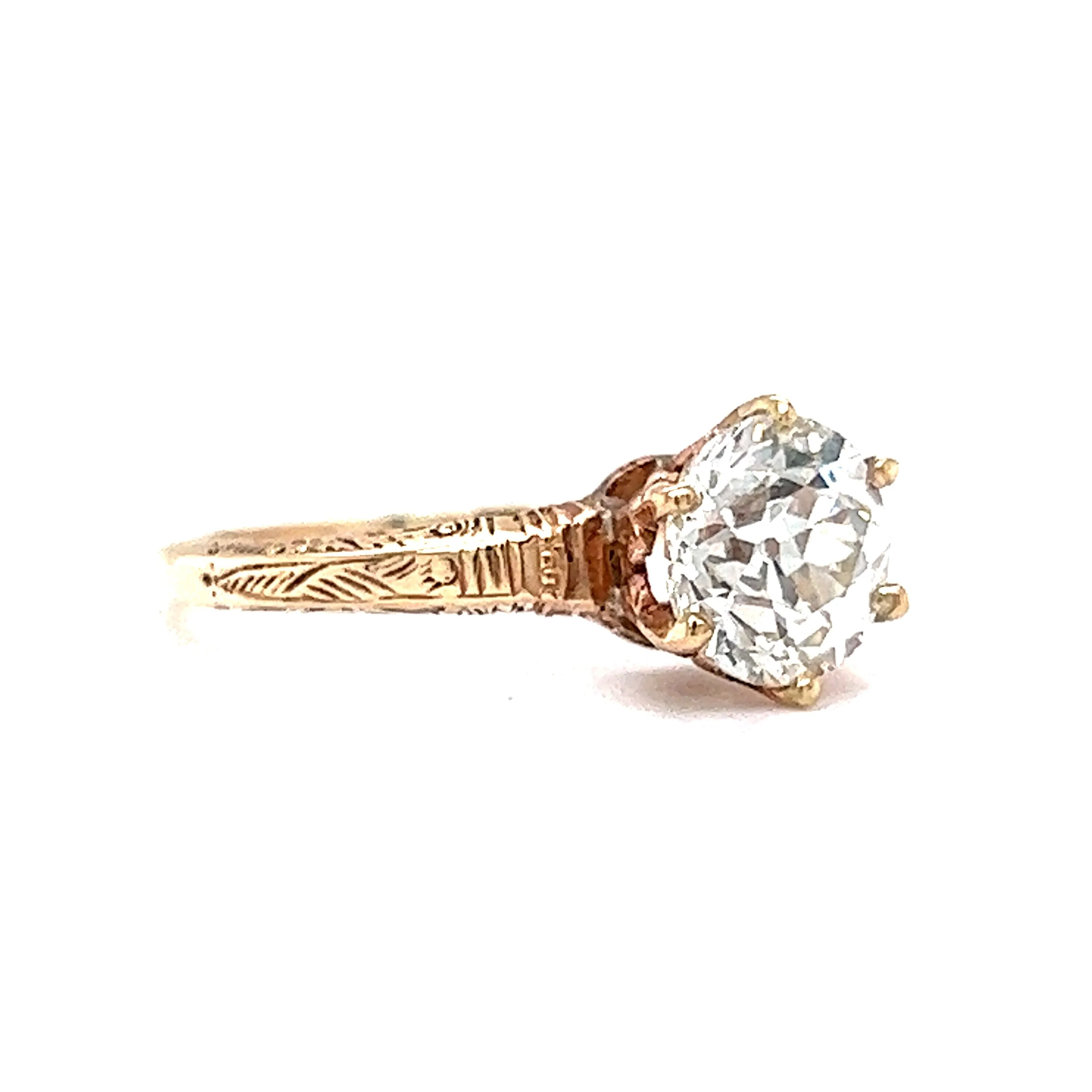 Victorian 1.38 Diamond Engagement Ring in 10k Rose Gold - Image 3