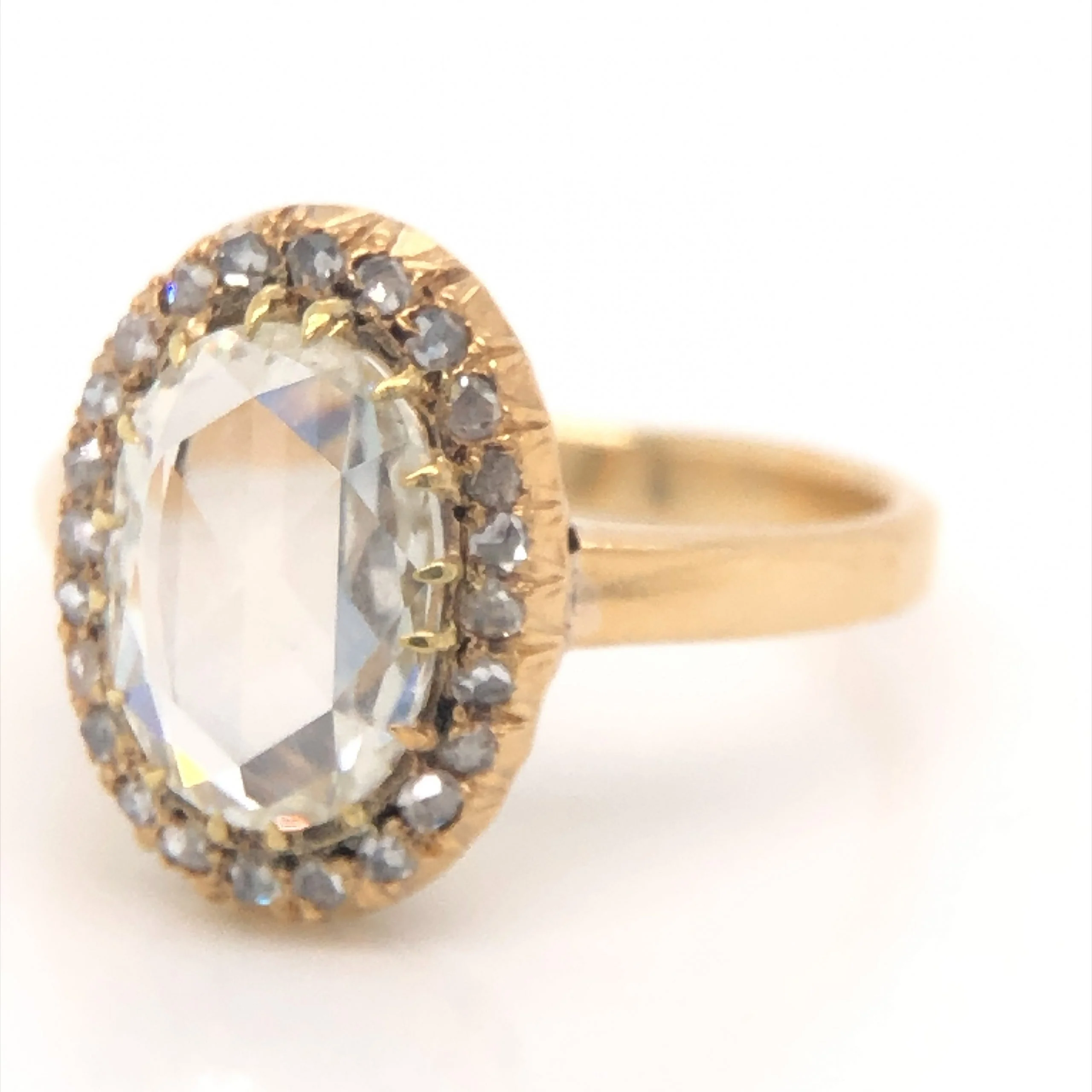 Victorian 1.52 Rose Cut Diamond Engagement Ring in 15k Yellow Gold - Image 2