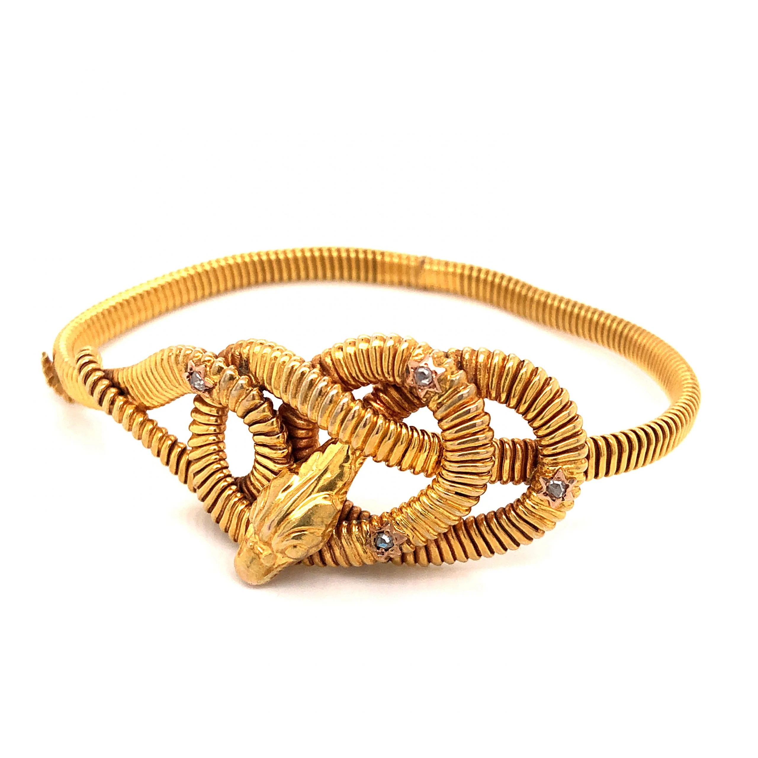 Victorian .10 Diamond Serpent Bracelet in 18k Yellow Gold - Image 2