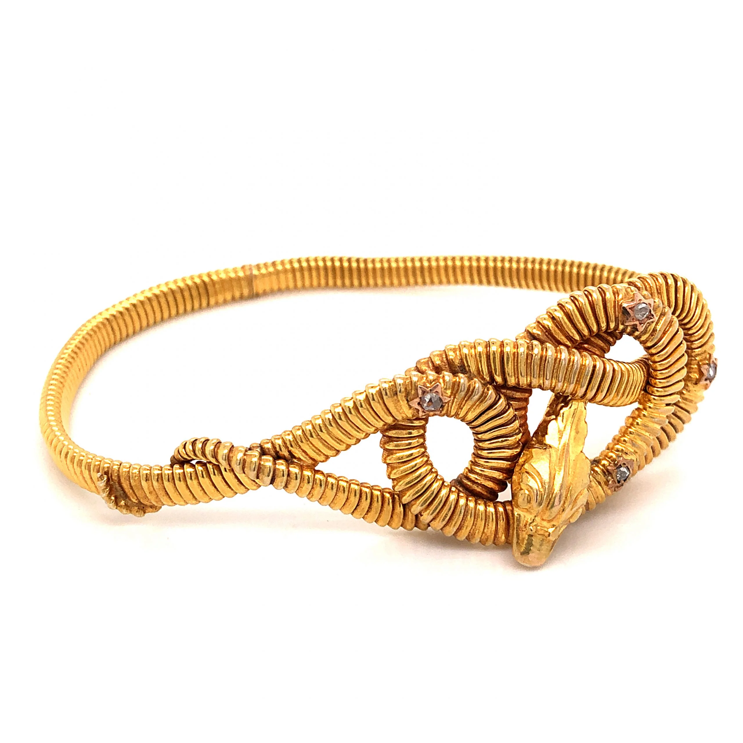 Victorian .10 Diamond Serpent Bracelet in 18k Yellow Gold - Image 3