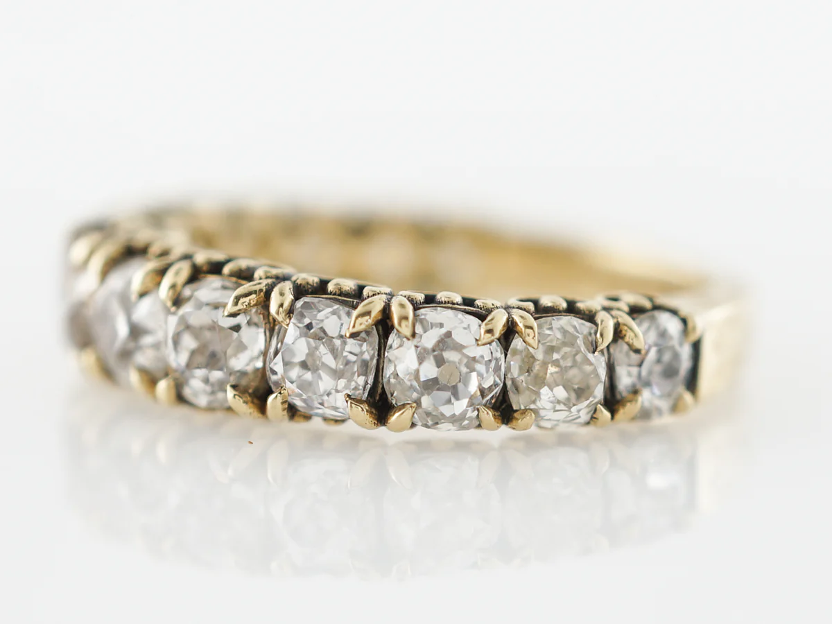 Victorian 3 Carat Diamond Wedding Band in Yellow Gold - Image 2