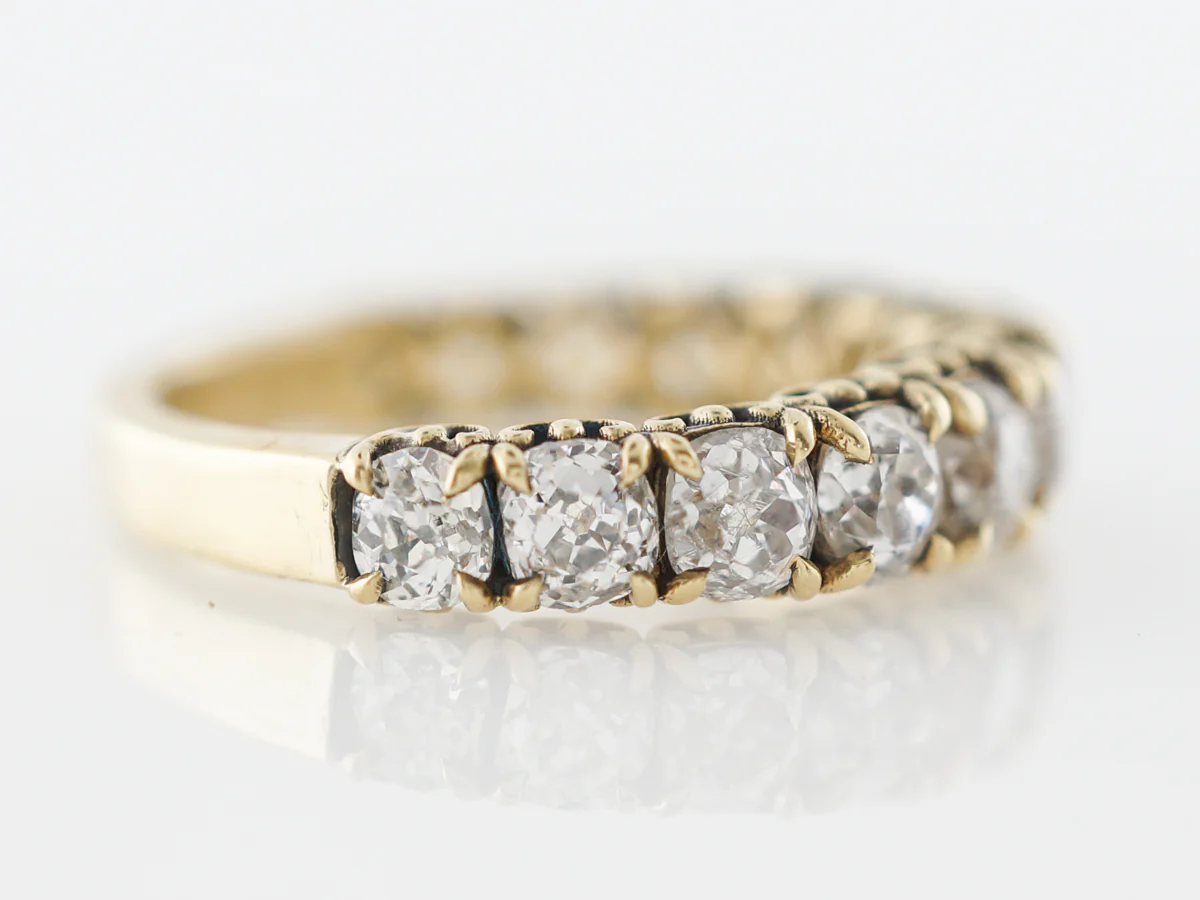 Victorian 3 Carat Diamond Wedding Band in Yellow Gold - Image 3