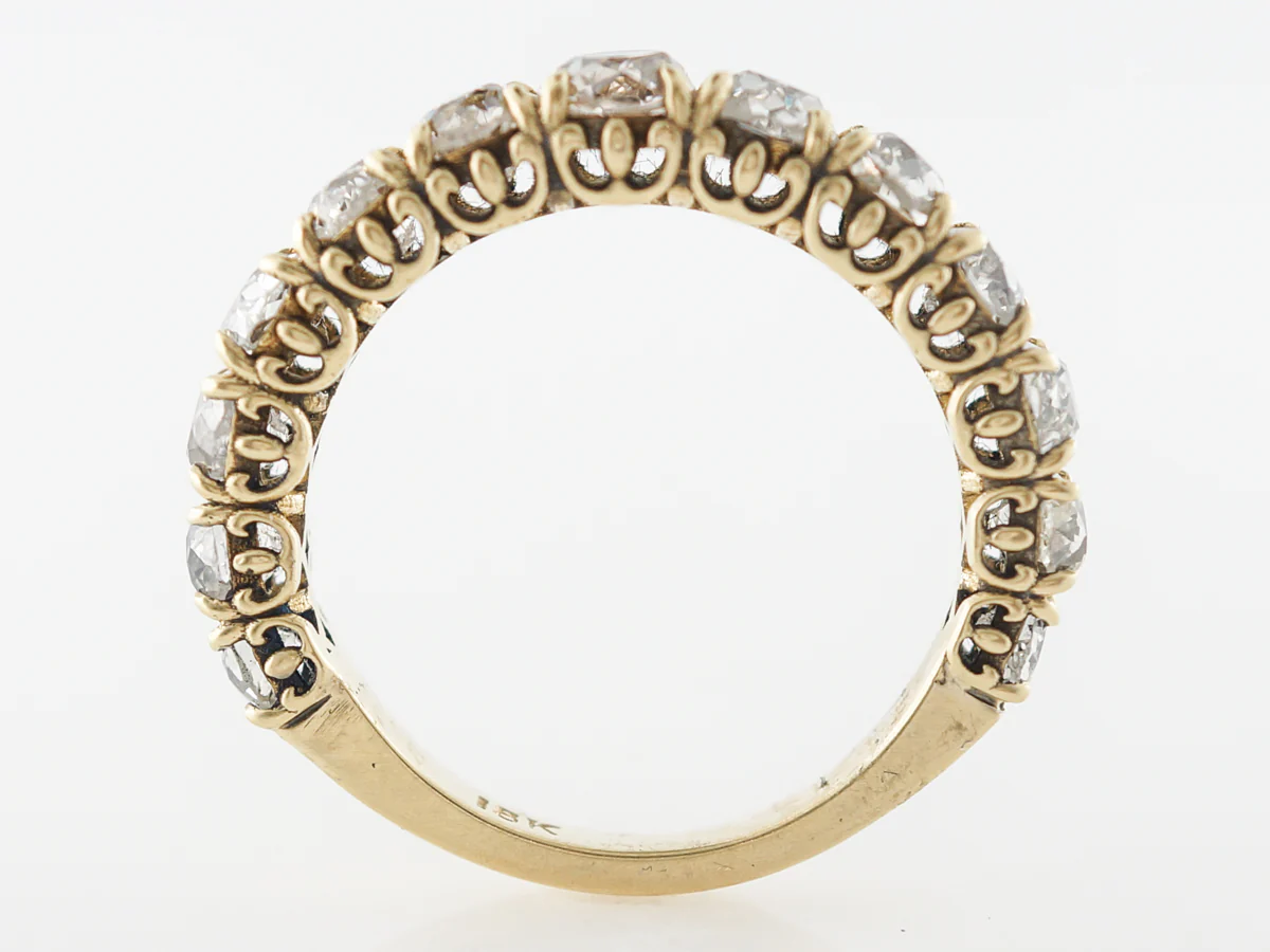 Victorian 3 Carat Diamond Wedding Band in Yellow Gold - Image 5