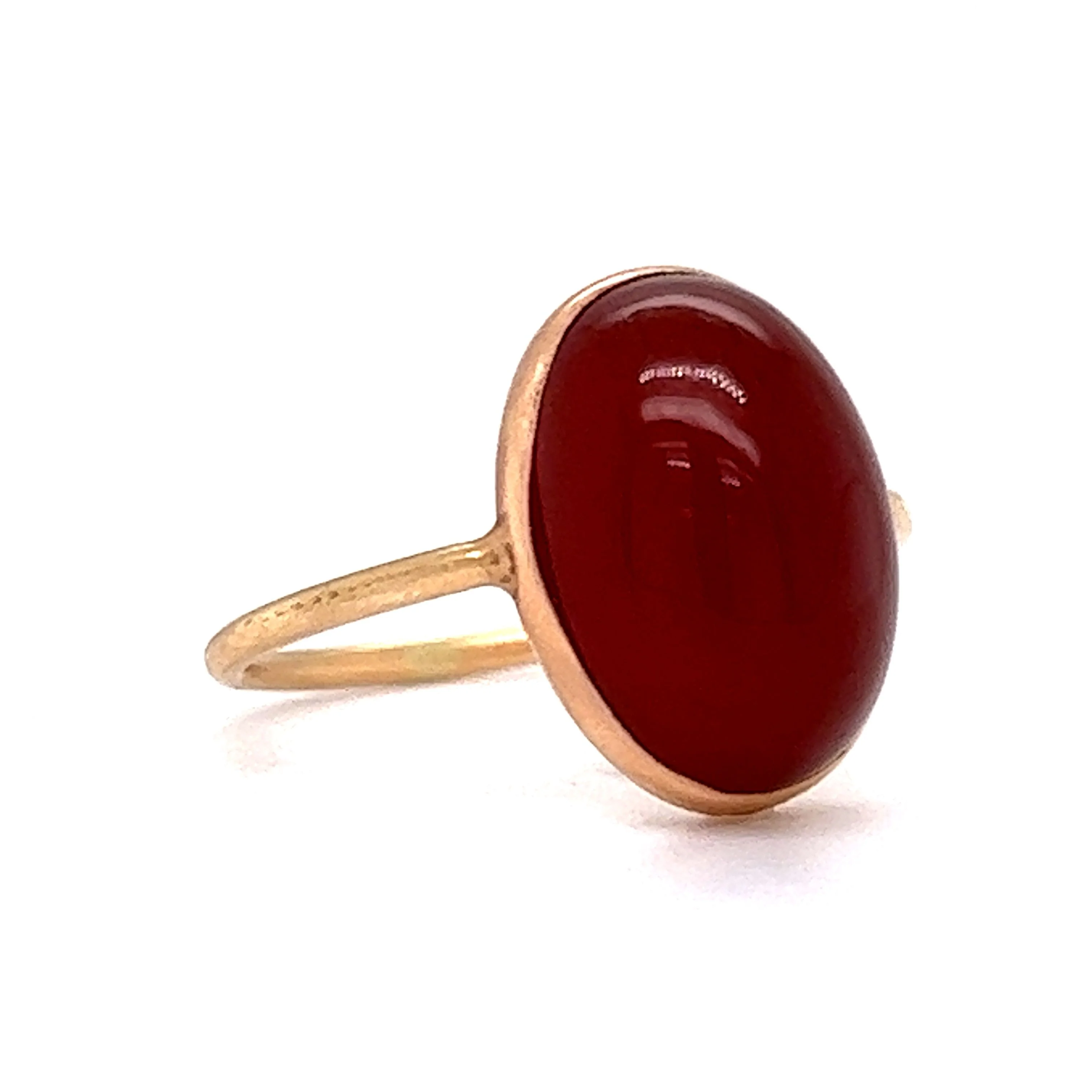 Victorian Bezel Set Carnelian Cocktail Ring in 14k Yellow Gold - Image 3