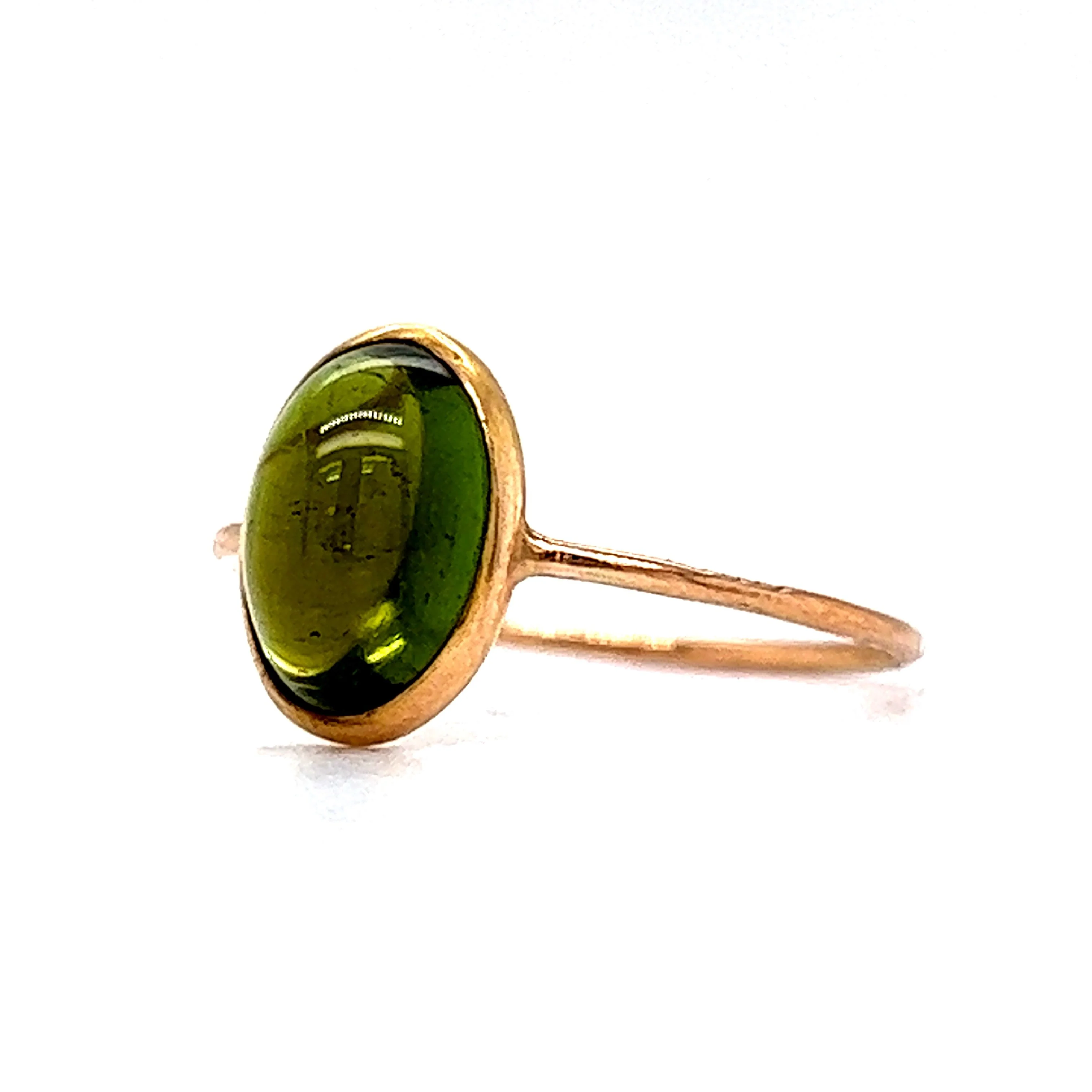 Victorian Bezel Set Peridot Ring in 10k Yellow Gold - Image 2