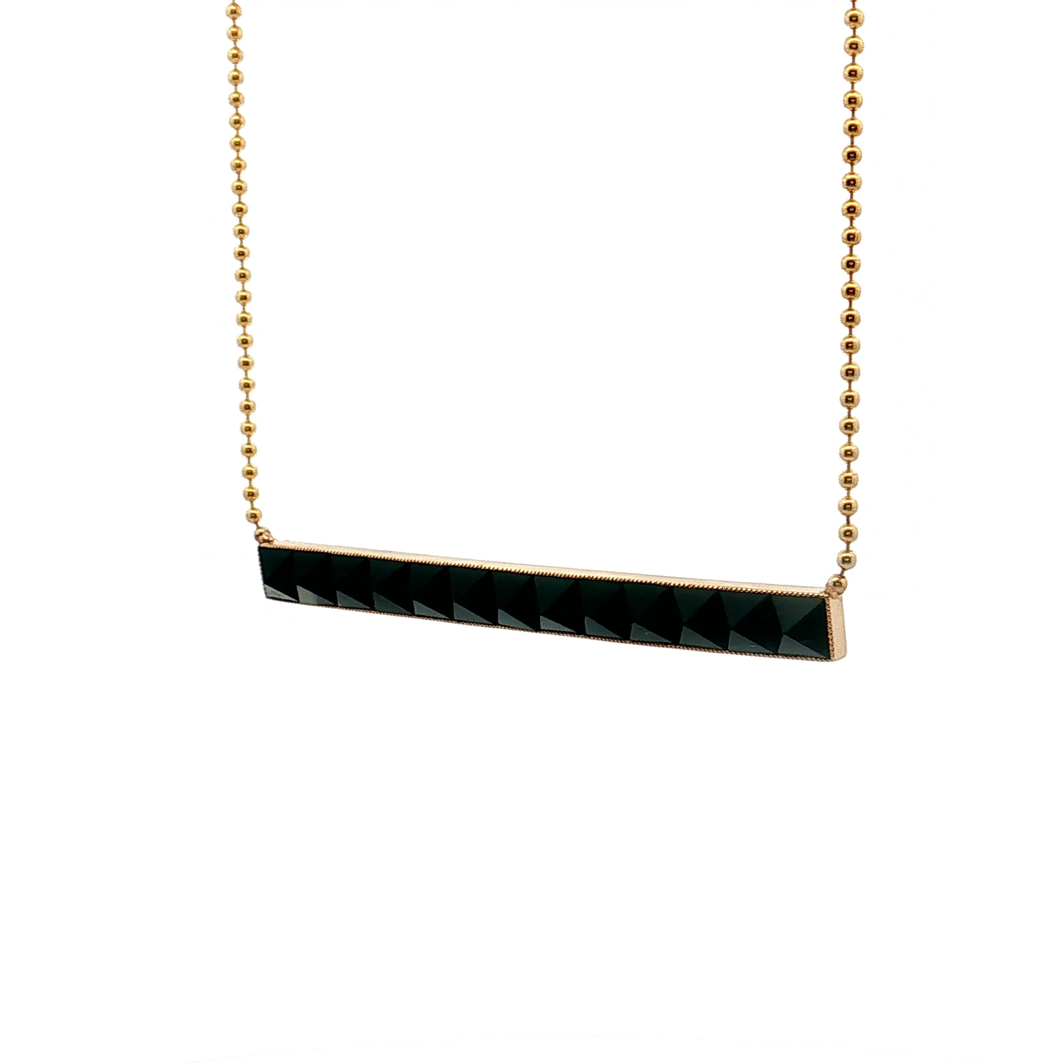 Victorian Black Onyx Mourning Pendant Necklace 14k - Image 2