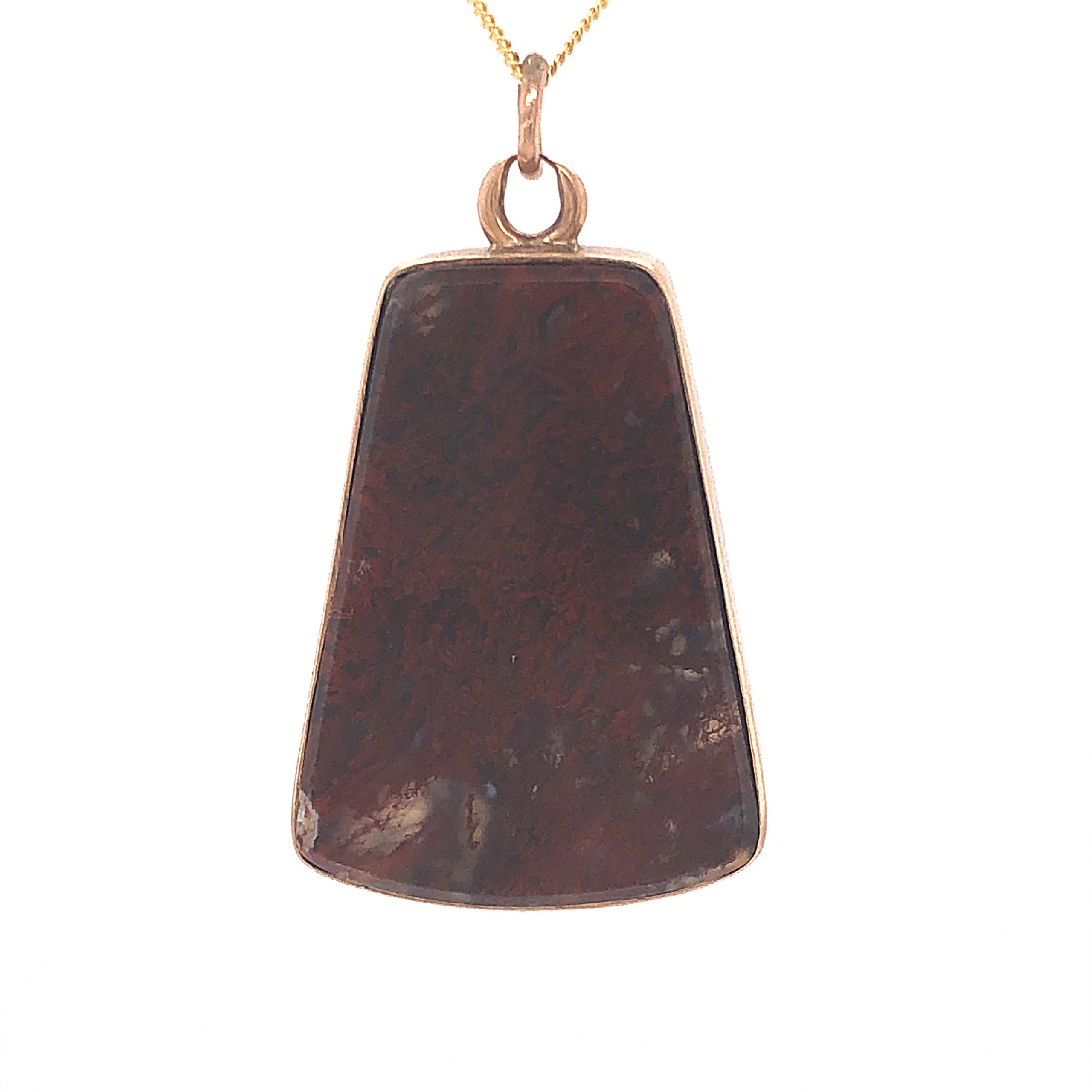 Victorian Bloodstone Slab Pendant Necklace in 14k Yellow Gold - Image 2