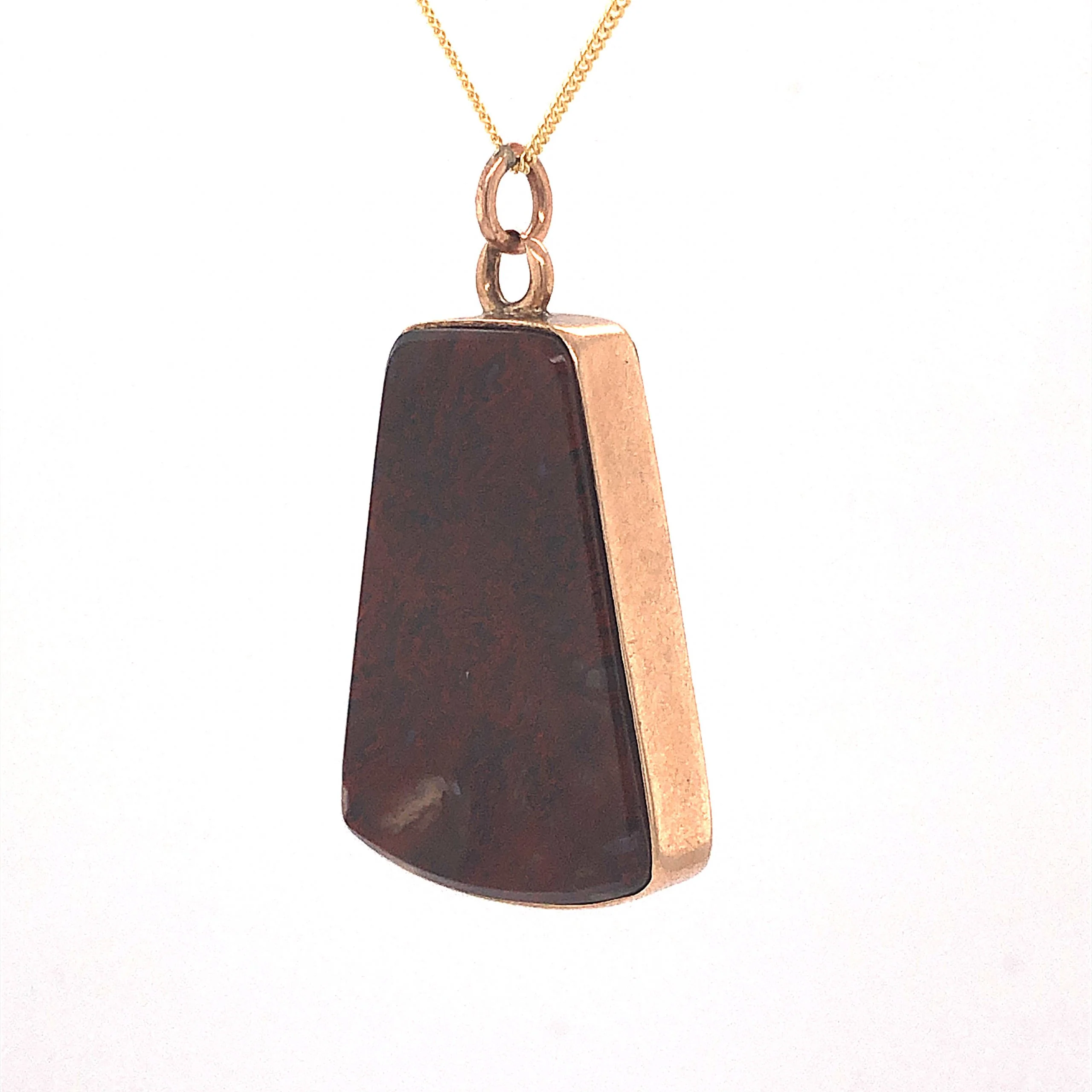 Victorian Bloodstone Slab Pendant Necklace in 14k Yellow Gold - Image 3