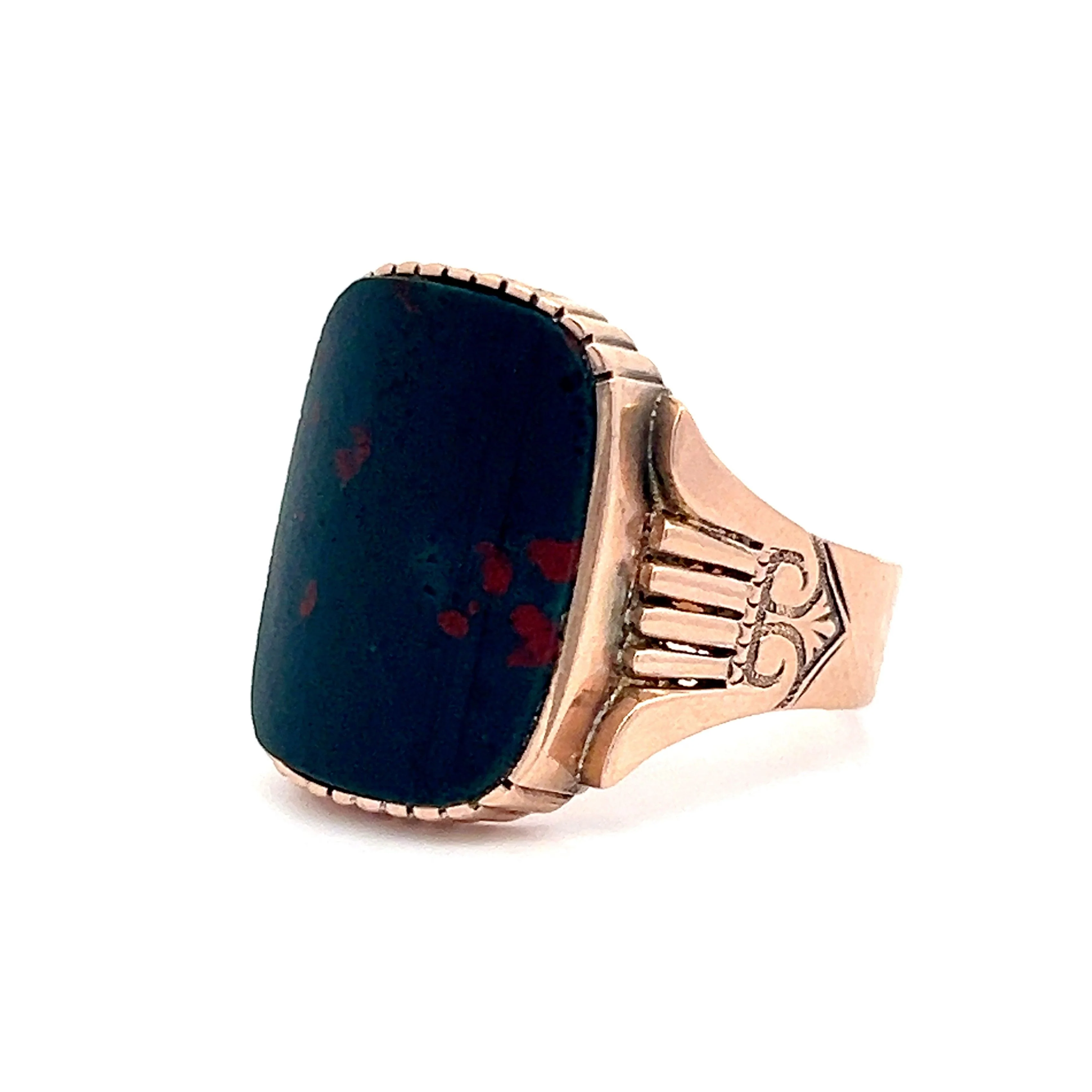 Victorian Cabochon Blood Stone Ring in 10k Rose Gold - Image 2