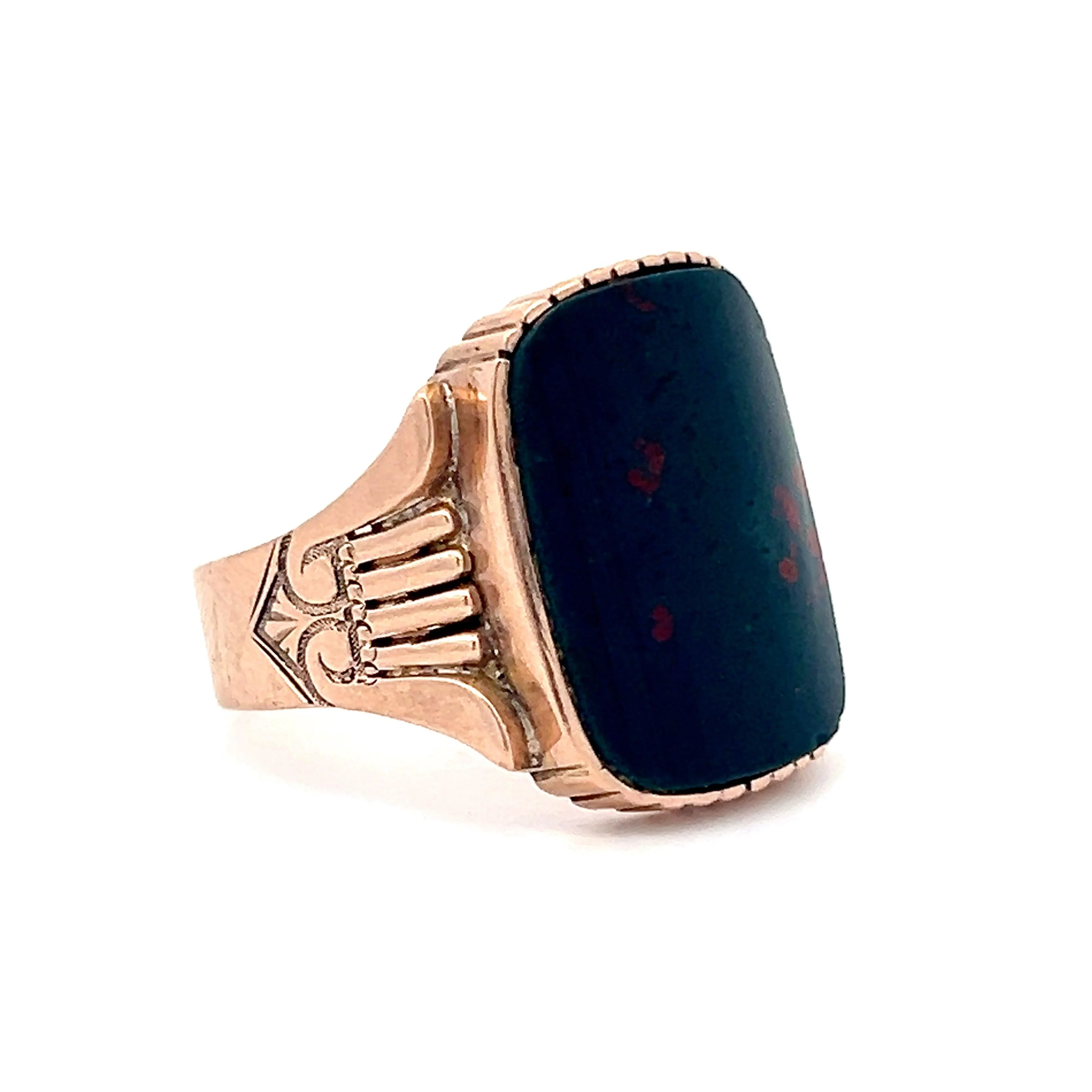 Victorian Cabochon Blood Stone Ring in 10k Rose Gold - Image 3