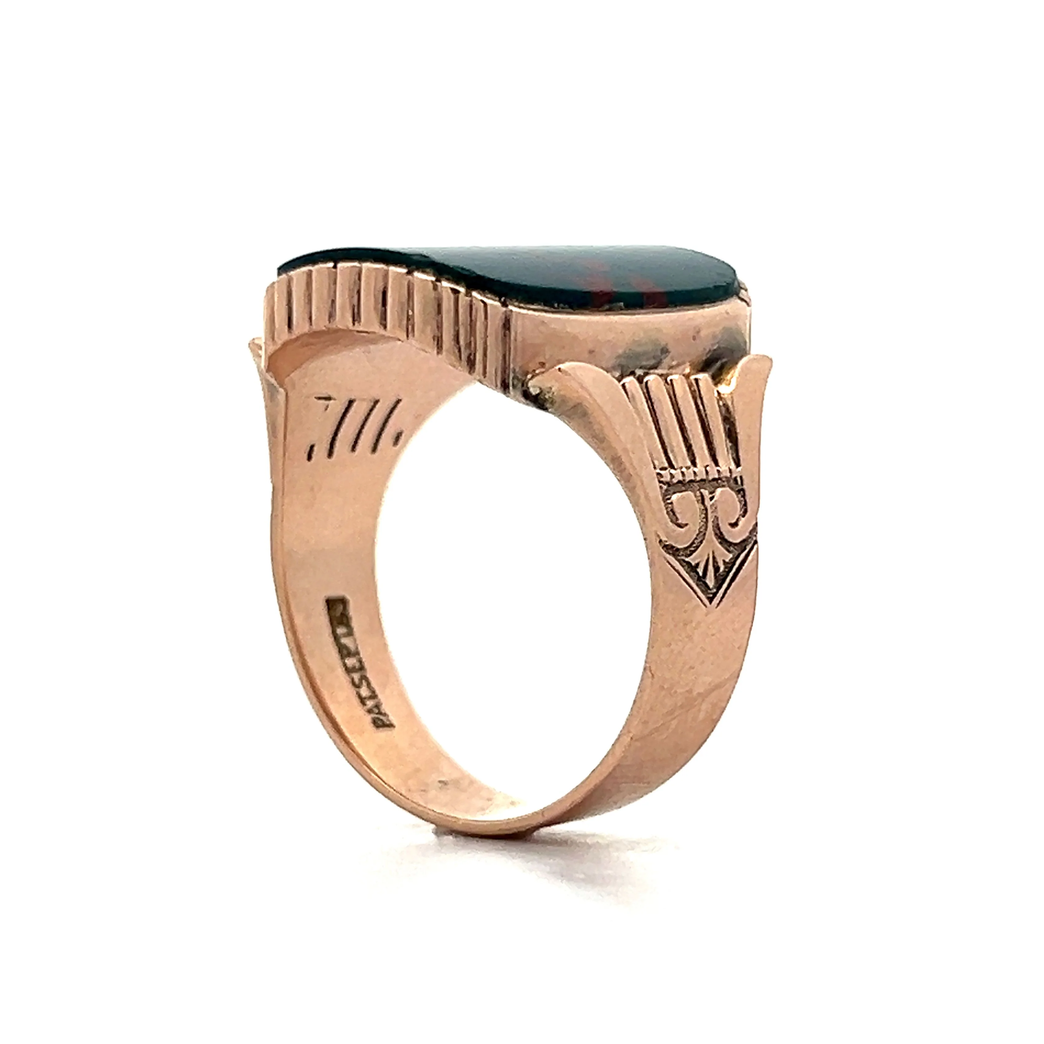 Victorian Cabochon Blood Stone Ring in 10k Rose Gold - Image 4