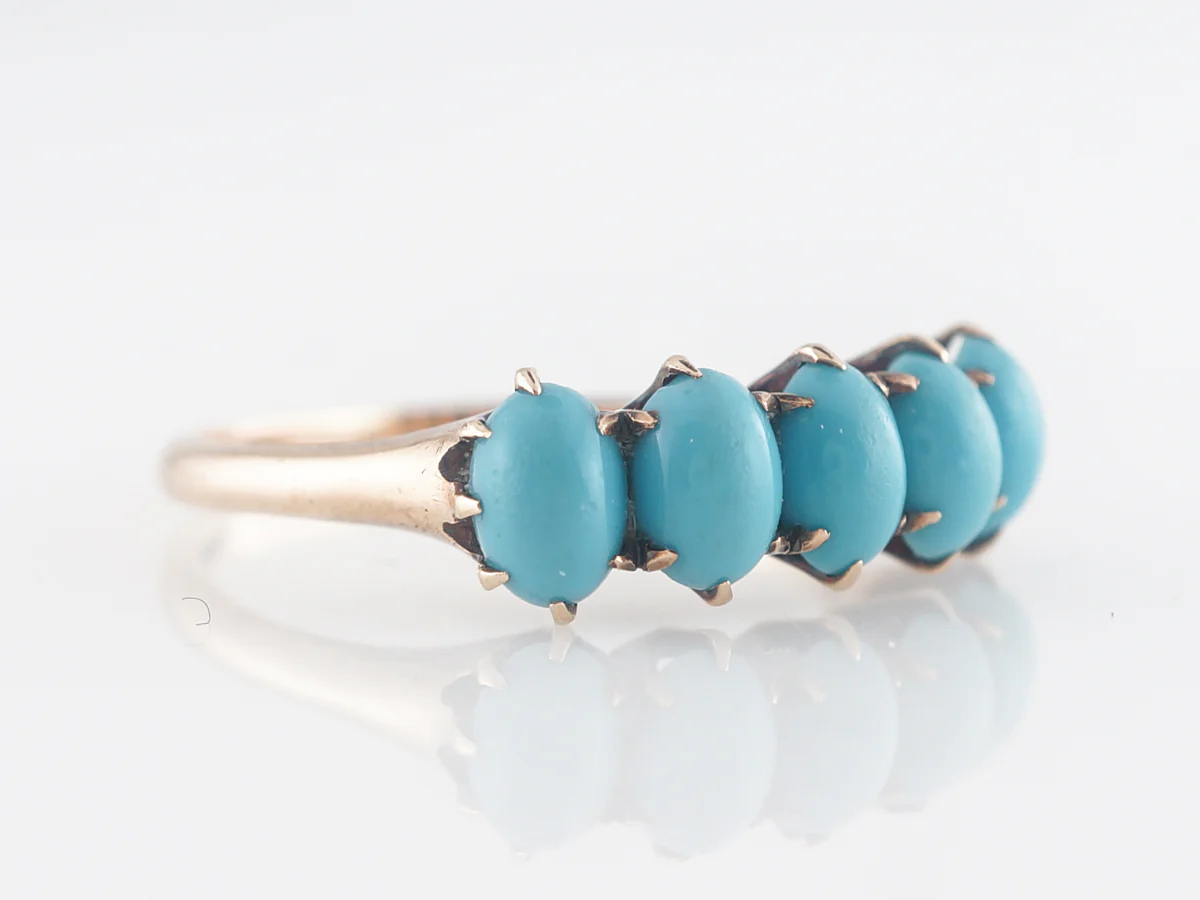Victorian Cabochon Cut Turquoise Ring 12k - Image 3