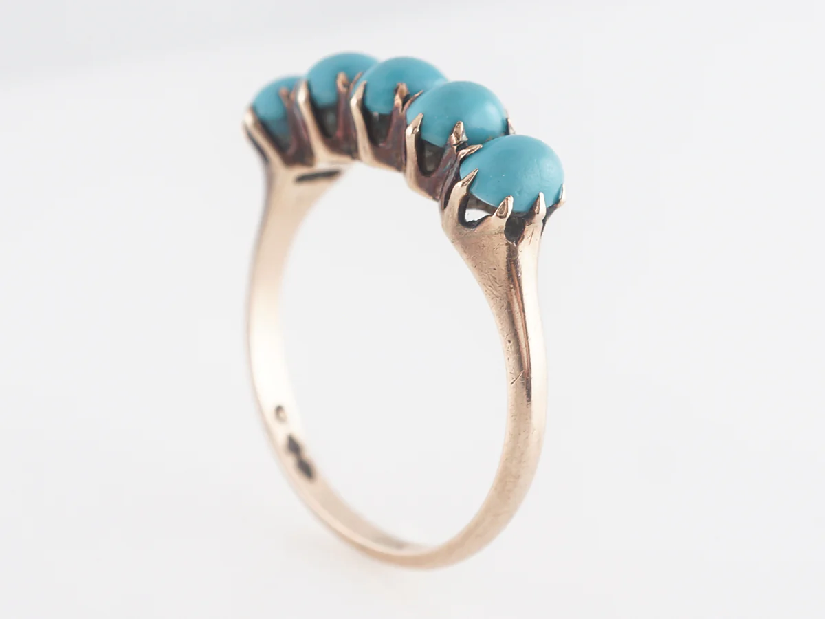 Victorian Cabochon Cut Turquoise Ring 12k - Image 5