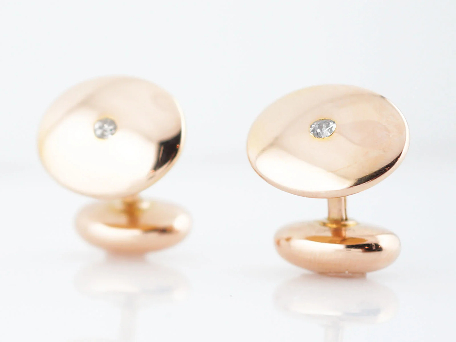 Victorian Cufflinks .10 Old European Cut Diamonds in 14k Yellow Gold - Image 3