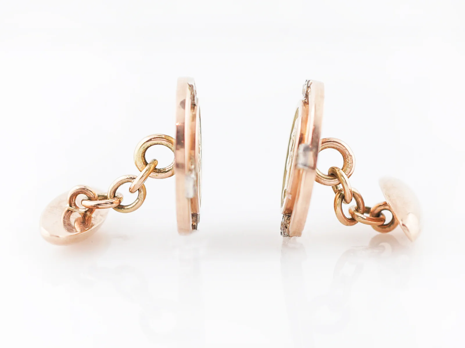 ***RTV***Victorian Cufflinks .24 Old European Cut Diamonds in 14k Yellow Gold - Image 2