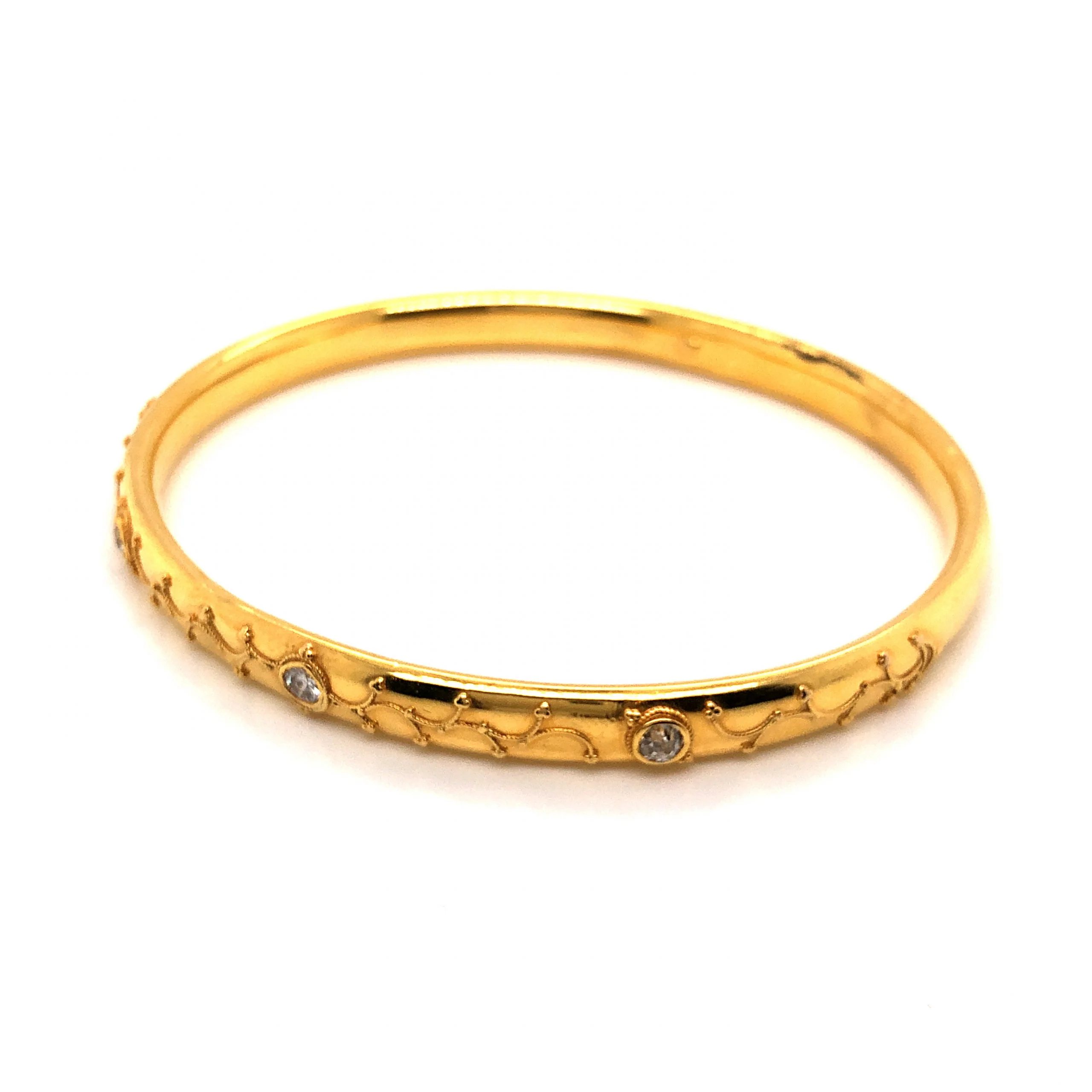 Victorian Diamond Bangle Bracelet in 14k Yellow Gold - Image 2