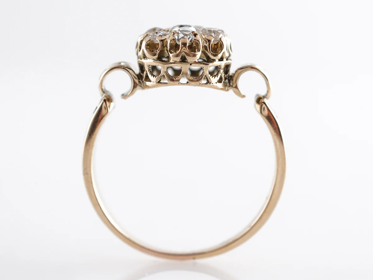 Victorian Diamond Cluster Engagement Ring 14k Yellow Gold - Image 4