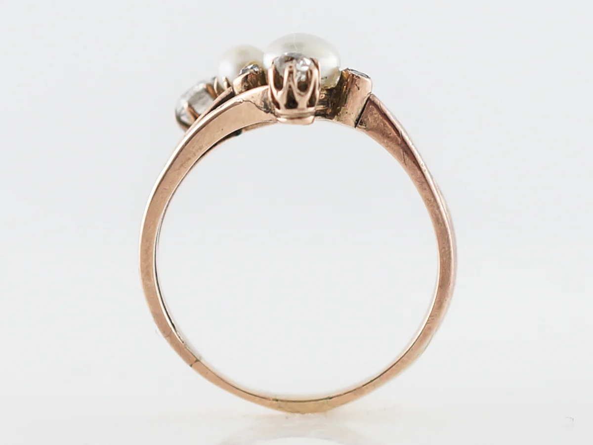Victorian Diamond & Pearl Right Hand Ring 14k - Image 4