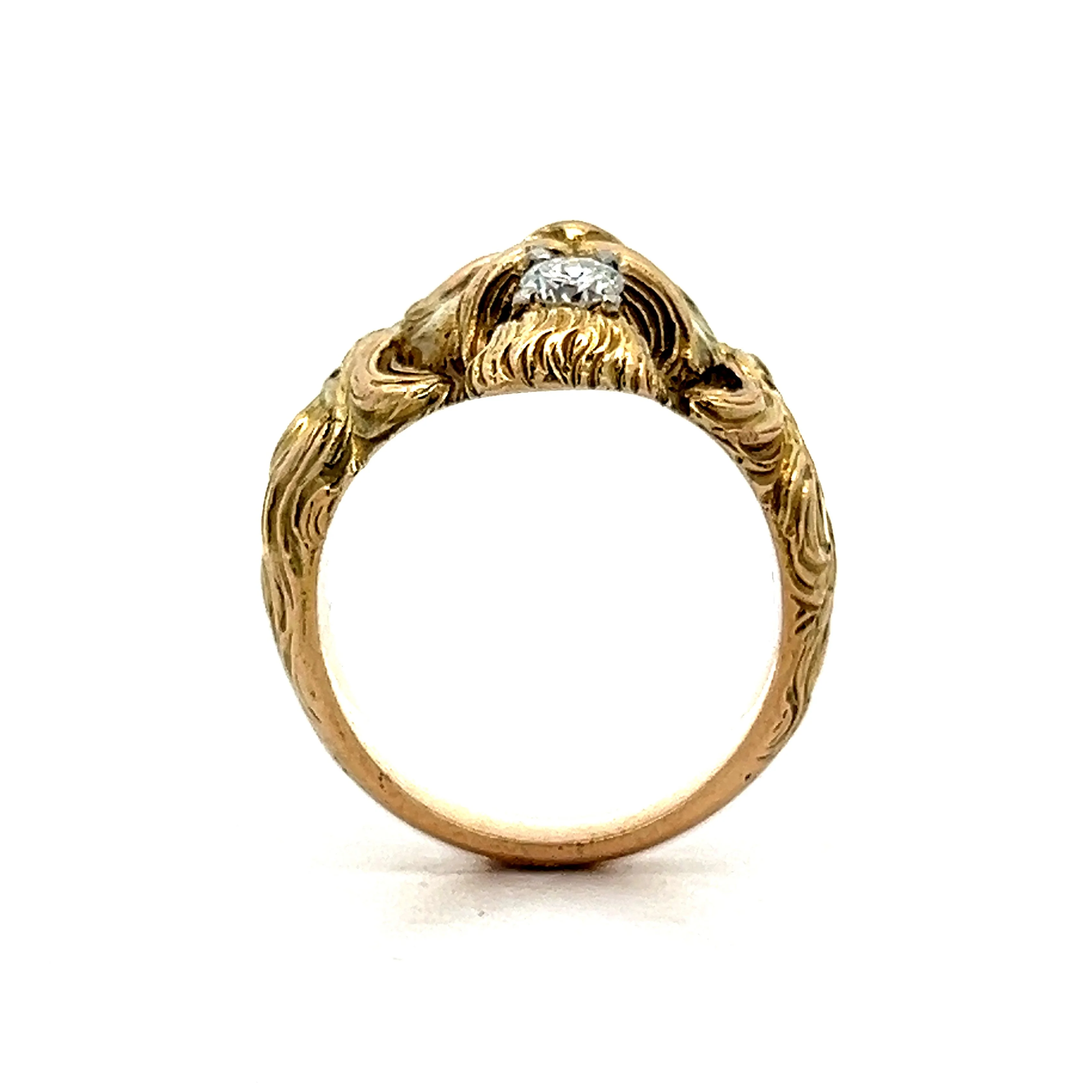 Victorian Diamond & Ruby Cocktail Ring in 14k Yellow Gold - Image 4